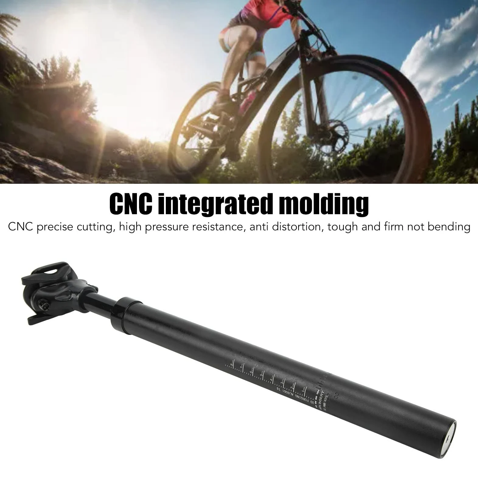 Topyond Tige De Selle De Vélo en Alliage D'aluminium De Qualité Supérieure, Longueur 400 Mm, Diamètre 30,9 Mm, Usinée CNC, Tige De Selle à Suspension pour Remplacement De Vélo