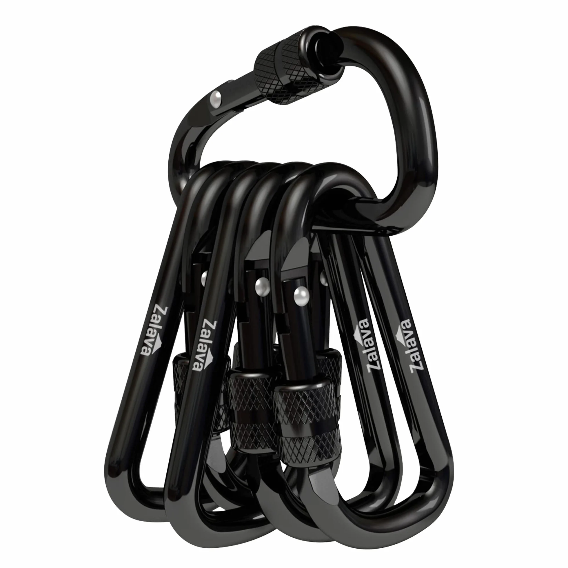 Lot de 6 mini mousquetons porte-clés en aluminium 6 cm fermeture à vis