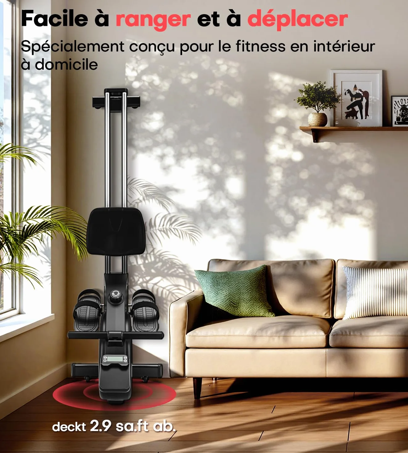 MOSUNY Rameur Magnétique 16/32 Niveaux Résistance Glissières Doubles Ultra Silencieux 160/180 kg