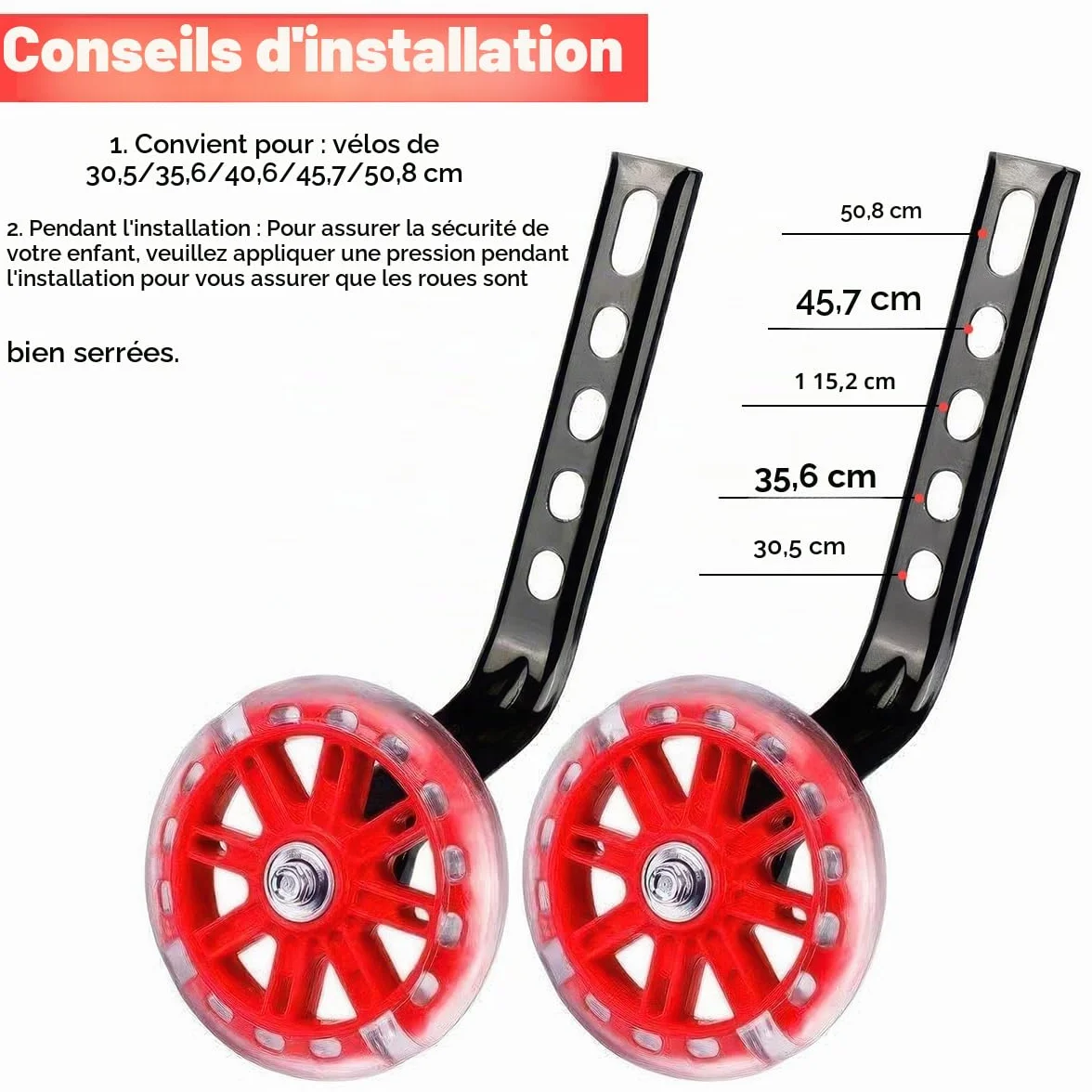 Roulettes Stabilisatrices Universelles 12-20 Pouces pour Vélo Enfant