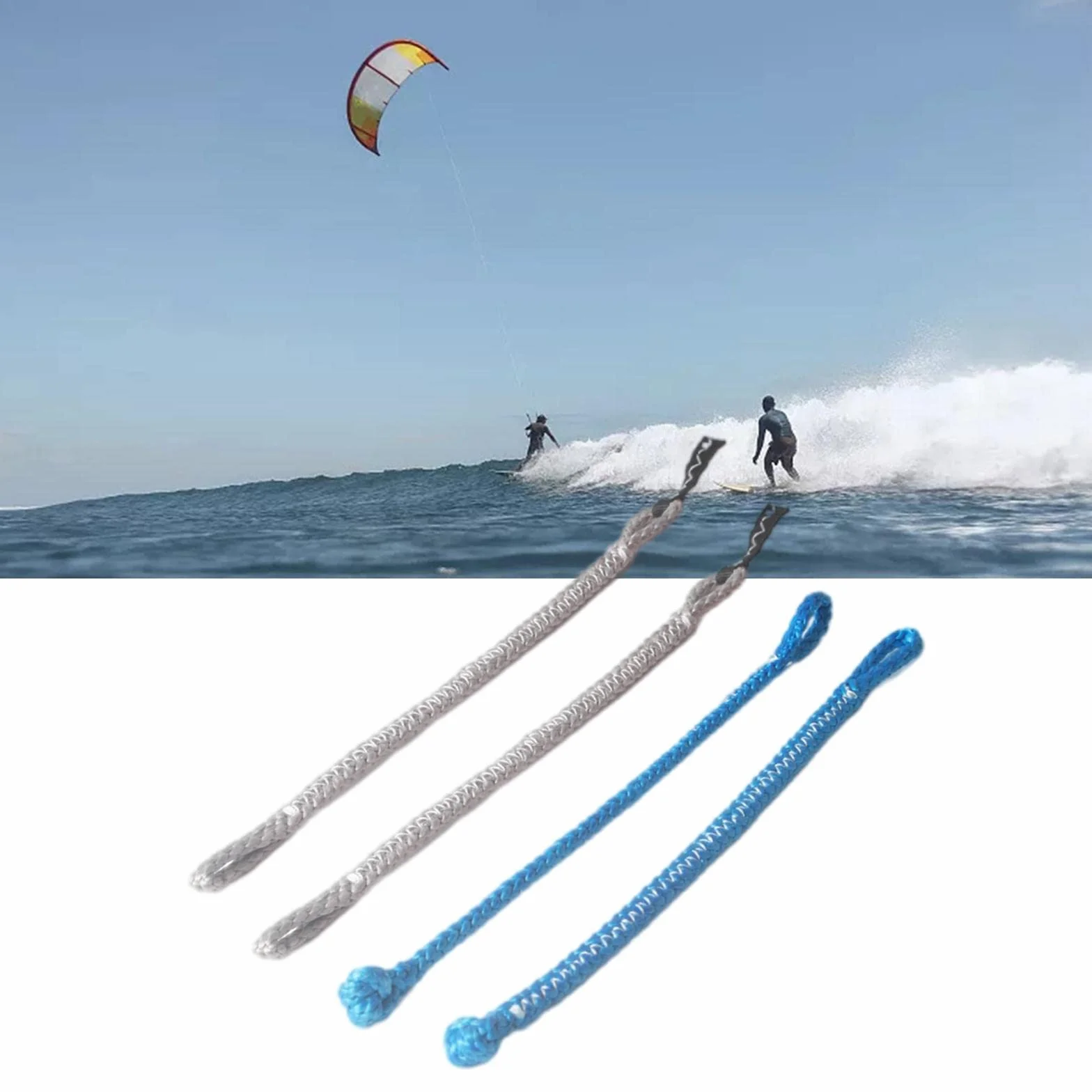 Lot de 4 Nattes de Kitesurf, Pigtails de Rechange 1000 Kg, Bleu Gris