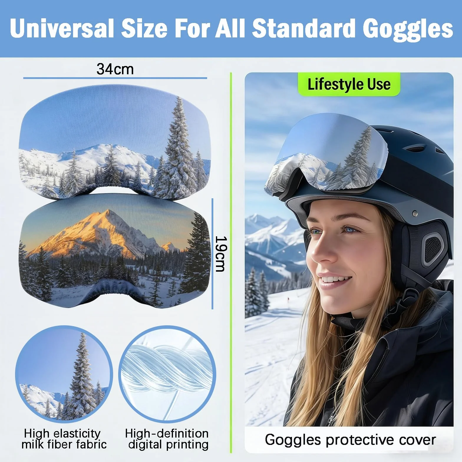 Housses de Protection pour Lunettes de Ski Lot de 2, résistantes à l'impact et à l'eau, avec Fermeture éclair