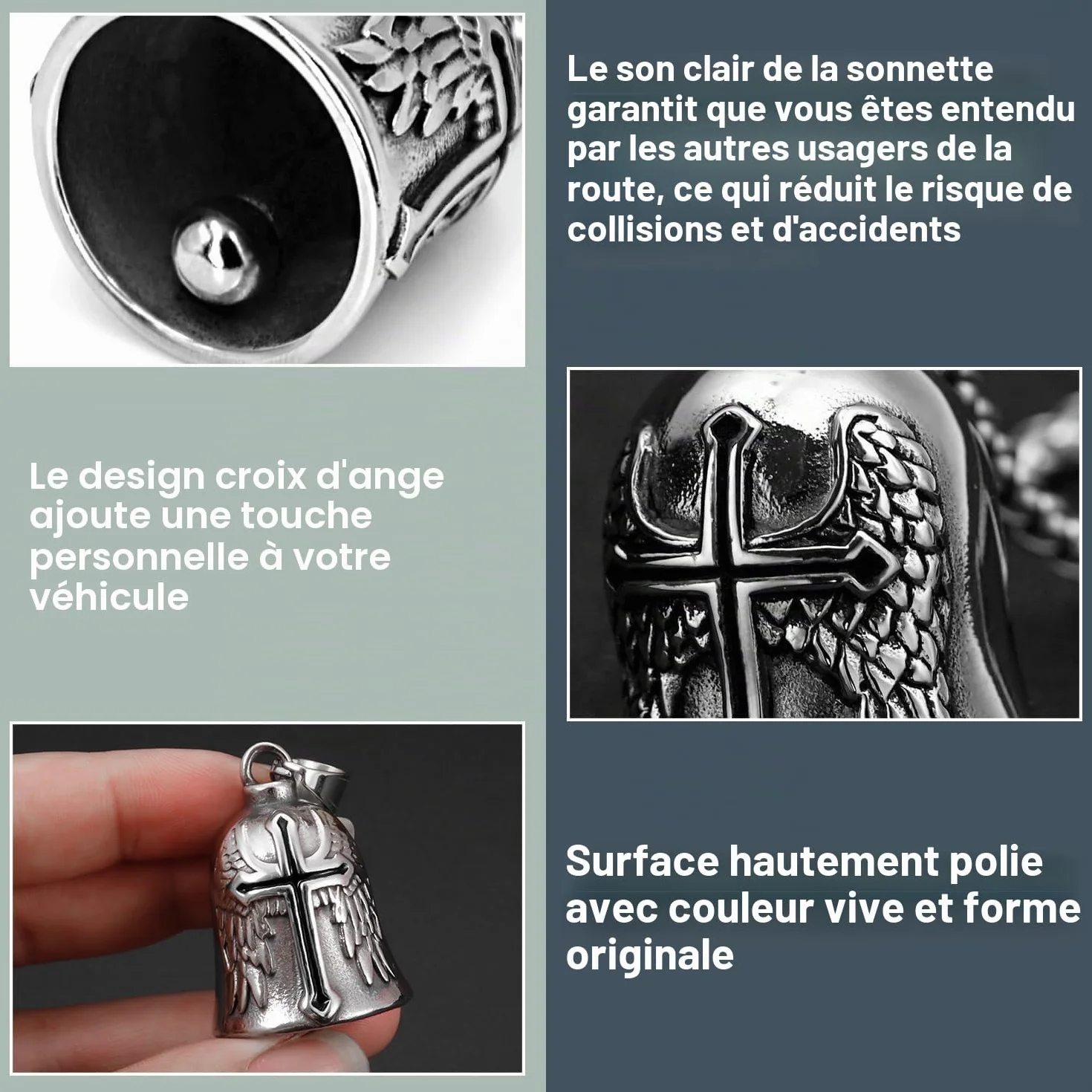 XNZMYN 2 Pièces Fahrradglocke, ölig Guardian Bell Motorrad, Motorrad Glöckchen, Motorrad Glocke Glücksbringer mit Ring Zum Aufhängen, für Segne Den Frieden