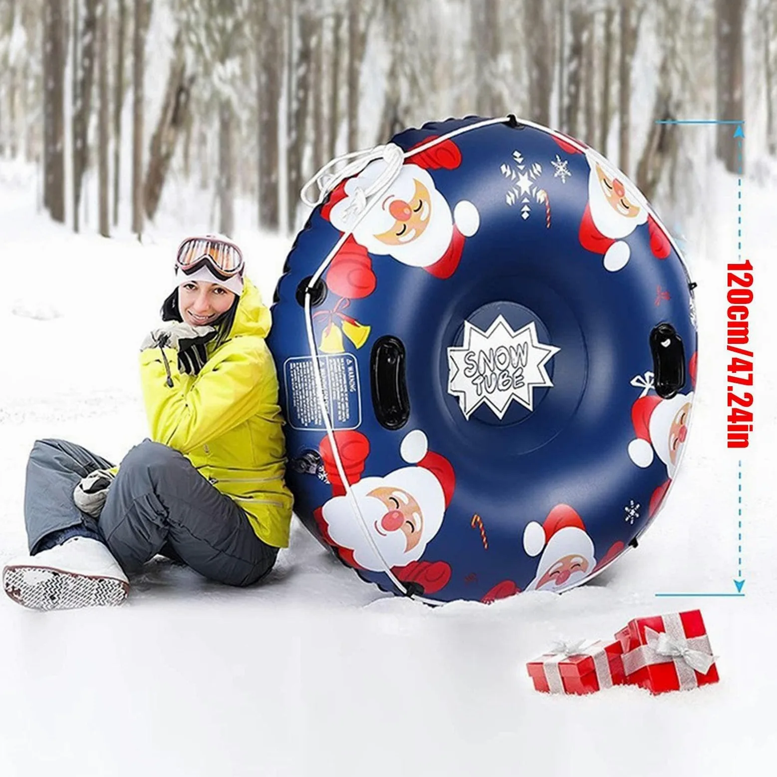 Bouée De Neige Gonflable Luges Snowboard Gonflables avec Poignées | Tubes De Luge Snowboard Sports Plage Arrière-Cours Jardins Patinage Ski Extérieur Sable Noël Activités Aventure
