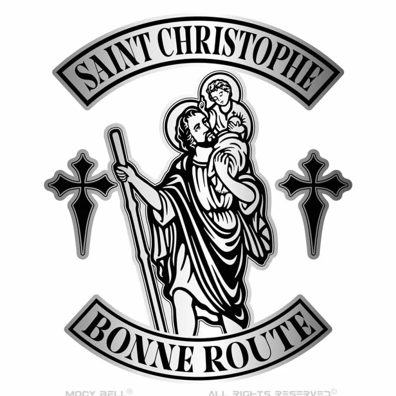 Clochette moto Saint-Christophe Acier inoxydable Noir