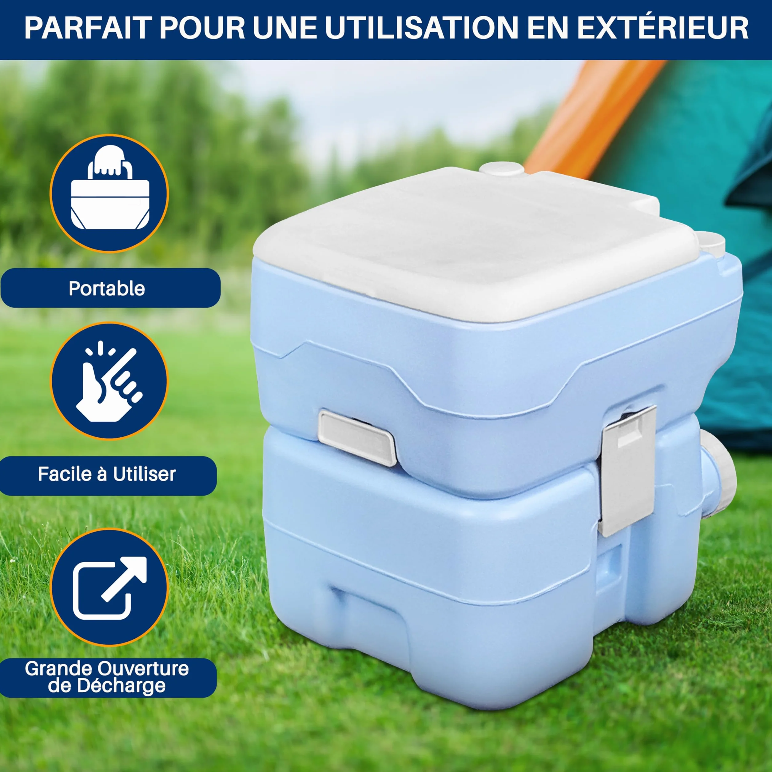 SereneLife Toilette Portable 20L Camping VR Bateau 120 Chasses Réservoir Détachable
