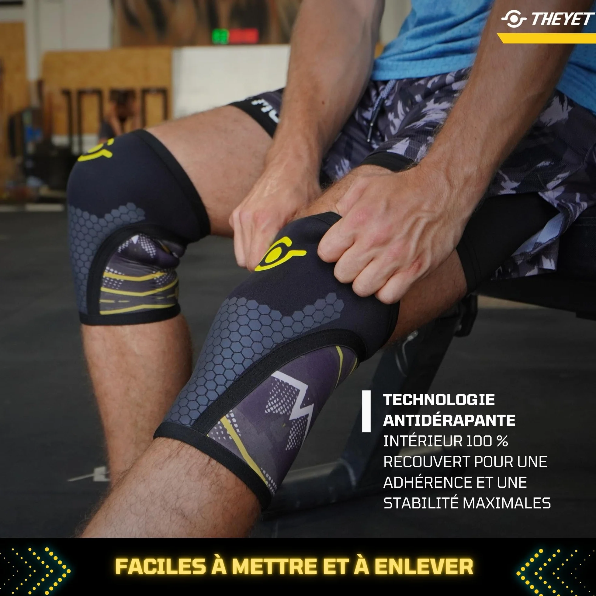 Theyet Genouillères Crossfit Haltérophilie 7mm Protections Sportives Genoux Musculation Maintien Femme Homme Néoprène Antidérapante