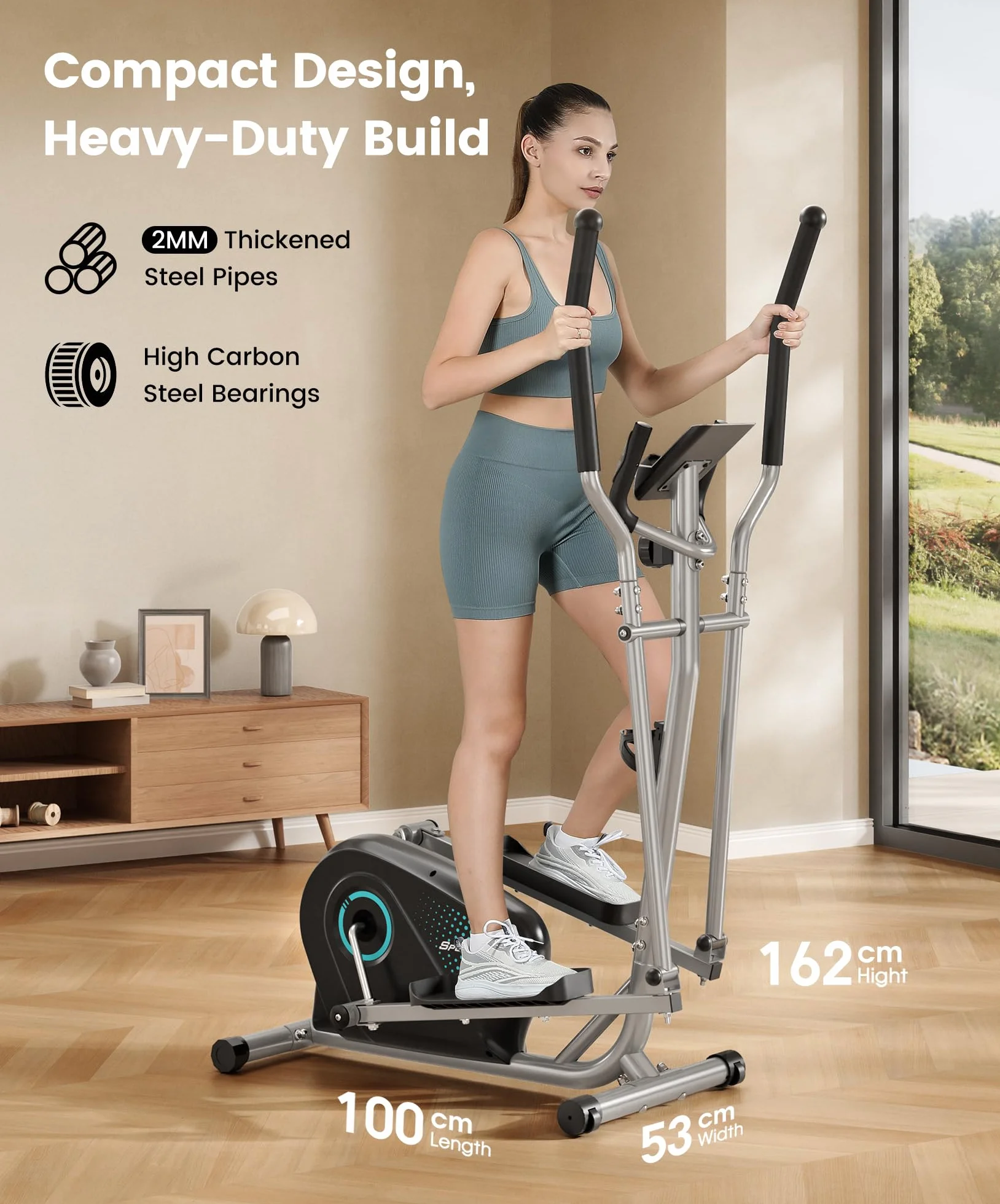 Dripex Velo Elliptique Silencieux Volant Inertie 6 kg 16 Niveaux Resistance Capteur Pouls Ecran LCD Appareil Fitness Cardio
