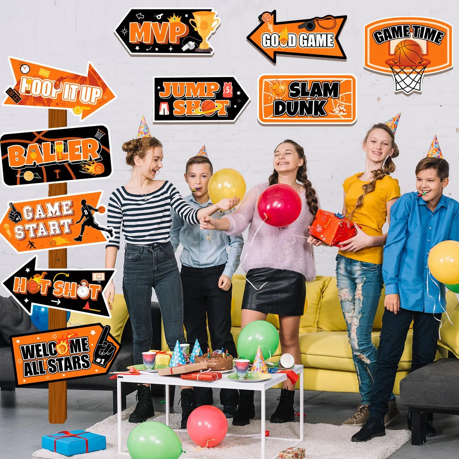 Décoration d'Anniversaire Basketball 20 Pcs Panneau de Décorations de Fête de Basket-Ball
