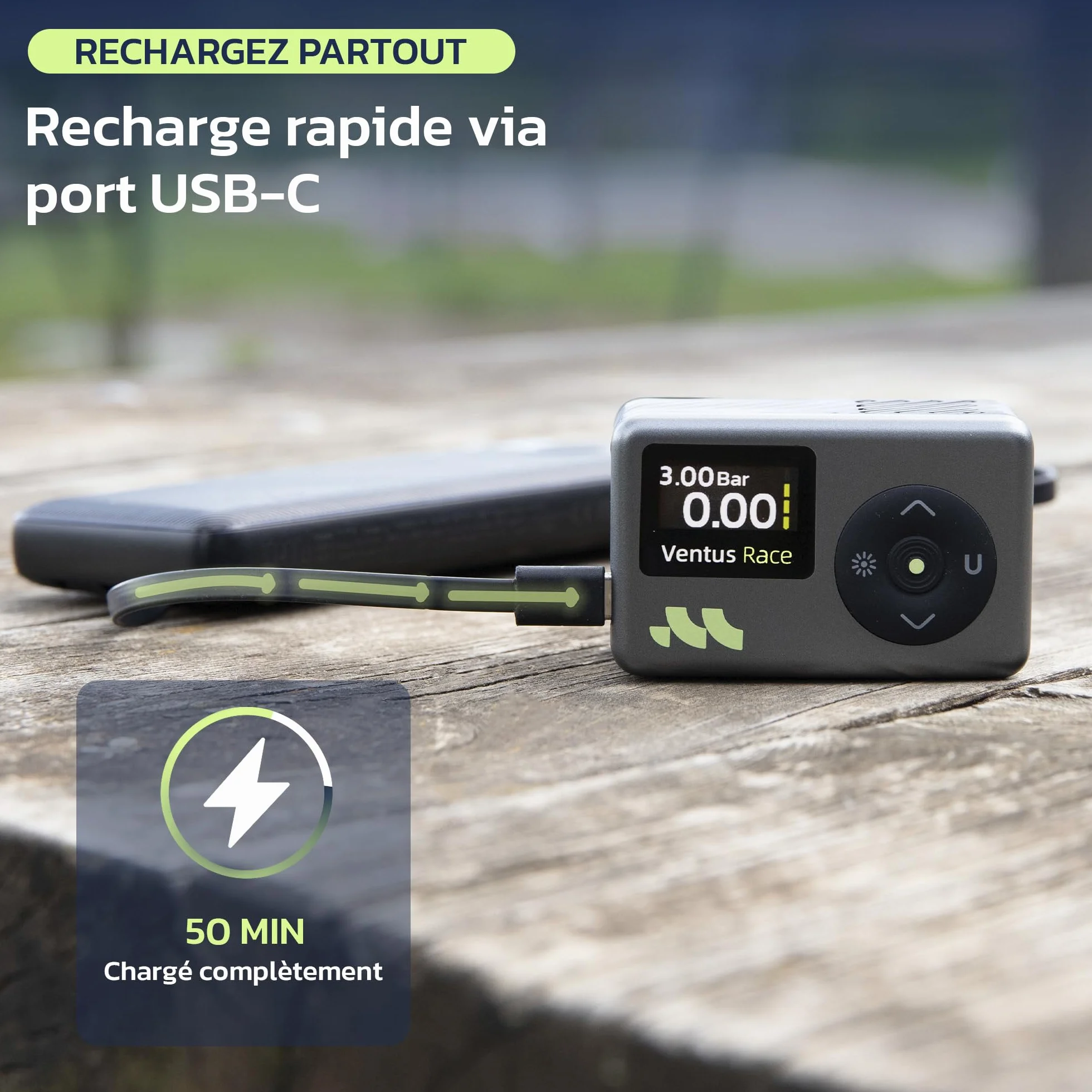 Woowind Pompe a Velo Electrique 120 PSI 8,3BAR Gonflage Rapide Mini Compresseur sans Fil
