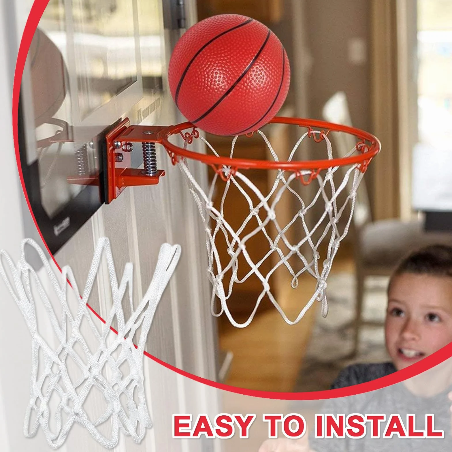 Filet Panier Basket Extérieur Mini Basketball Net de Remplacement Résistant aux Intempéries 2 Pièces Blanc