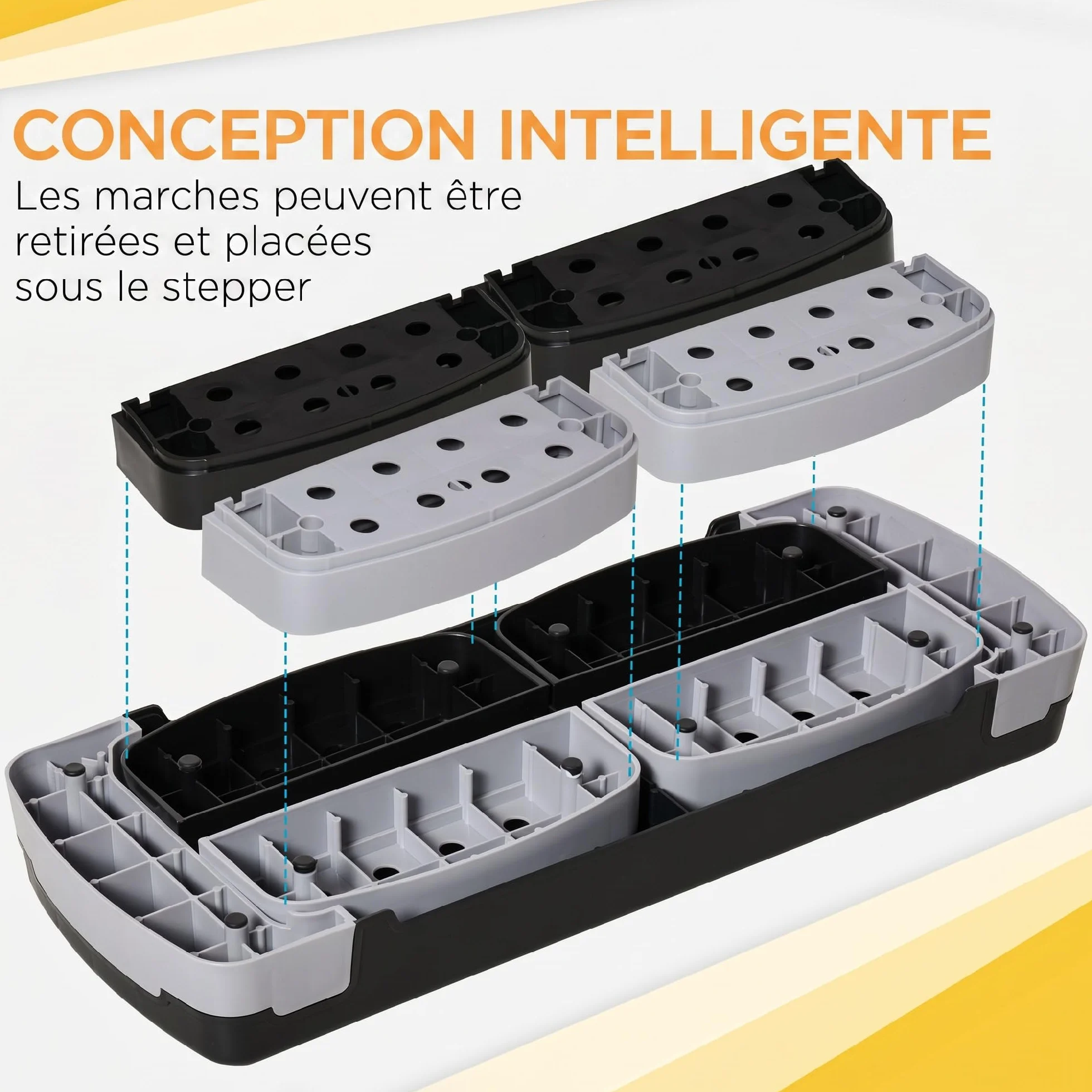 HOMCOM Stepper Fitness Aérobic Hauteur réglable 10/15/20 cm Antidérapante