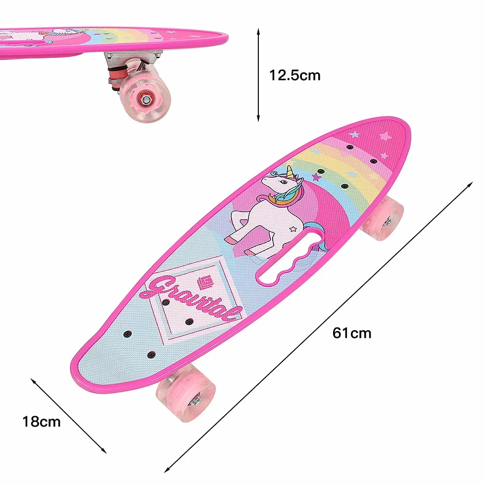 Skateboard pour Fille PVC 60×18 cm Petit Skate Enfants