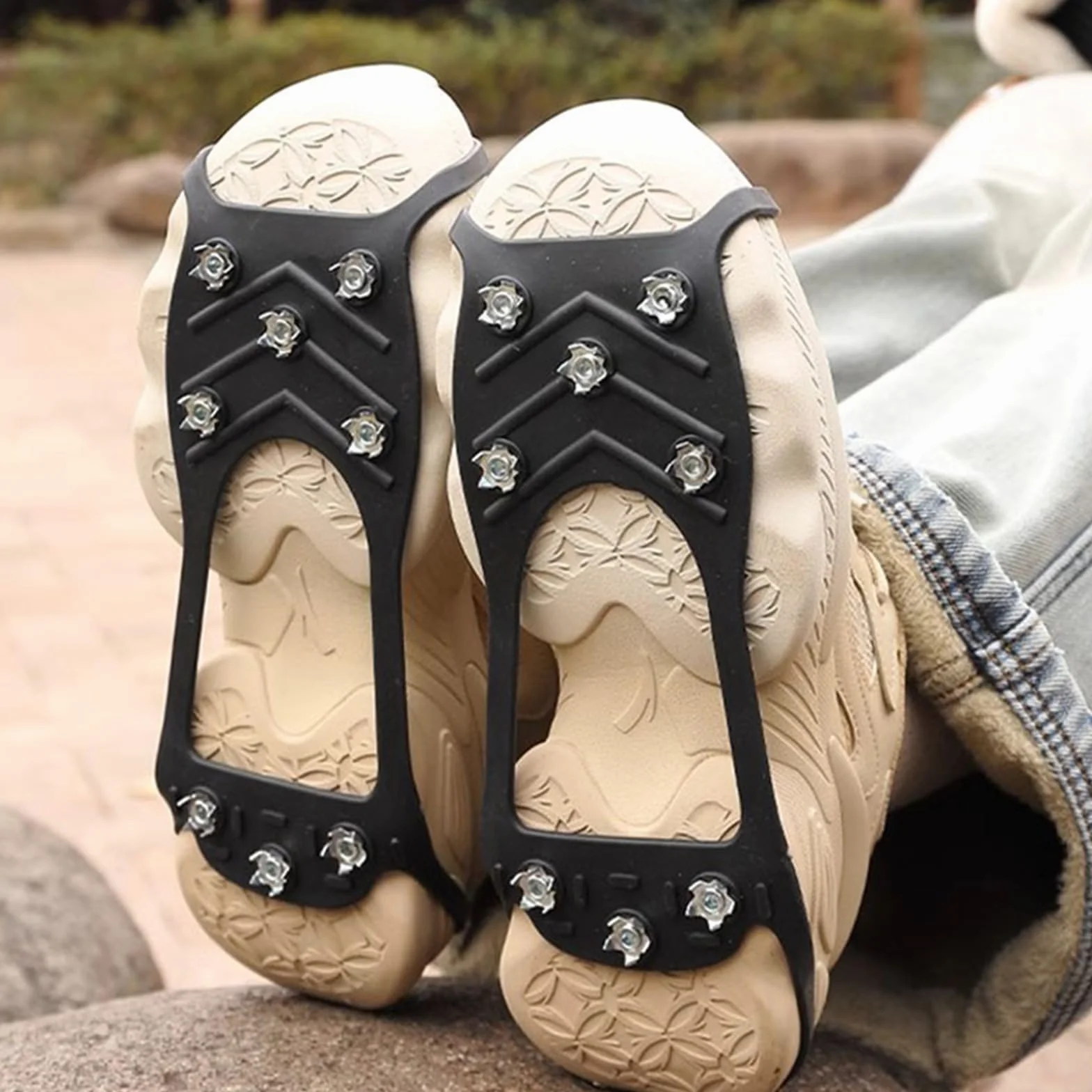 Crampons Neige Antidérapants avec Pointes en Acier Inoxydable 8 Dents