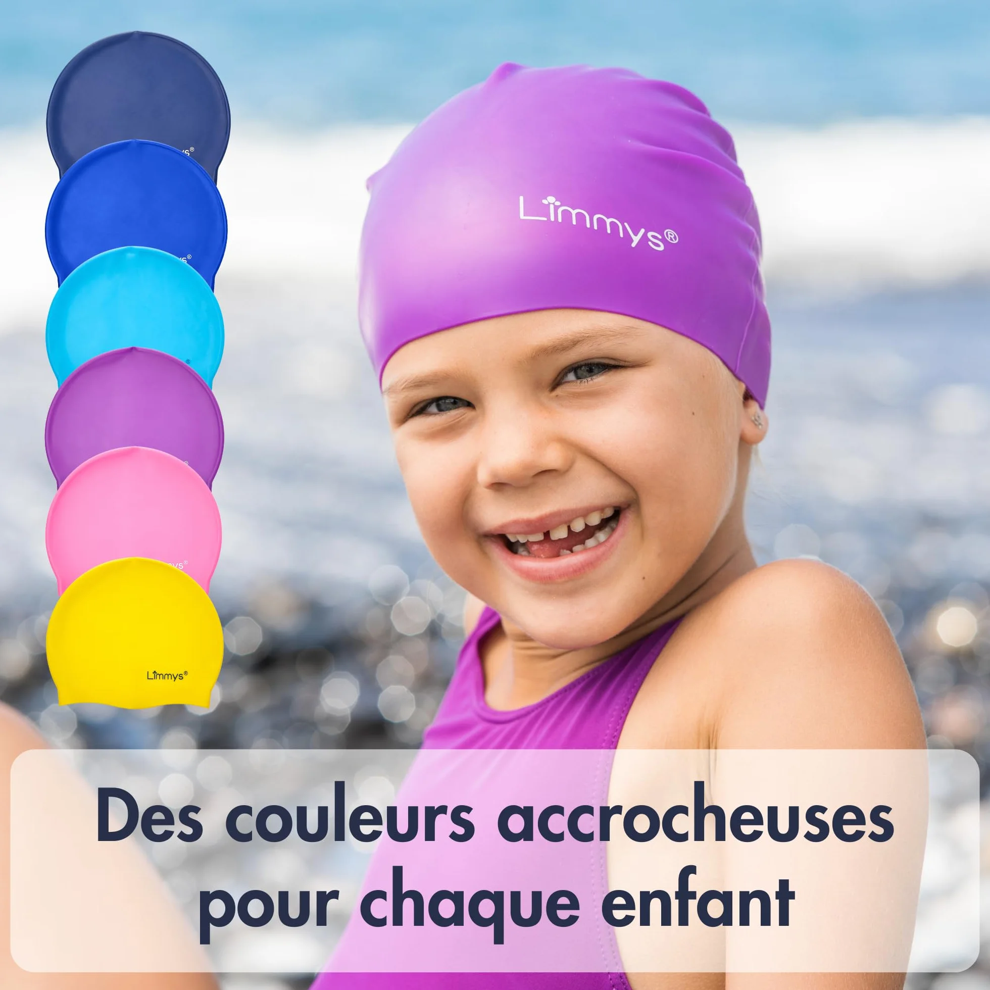 Limmys Bonnet de Bain en Silicone pour Enfants – Antidérapant, Doux, Protection des Oreilles, Ajustement Confortable