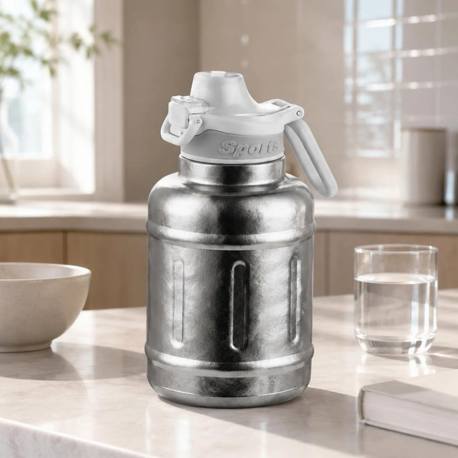 rockible Gourde de Sport En Titane Résistante à Chocs Bouteille D'eau En Titane Réutilisable Bouteille Portable Grande Capacité pour Extérieur, Bleu