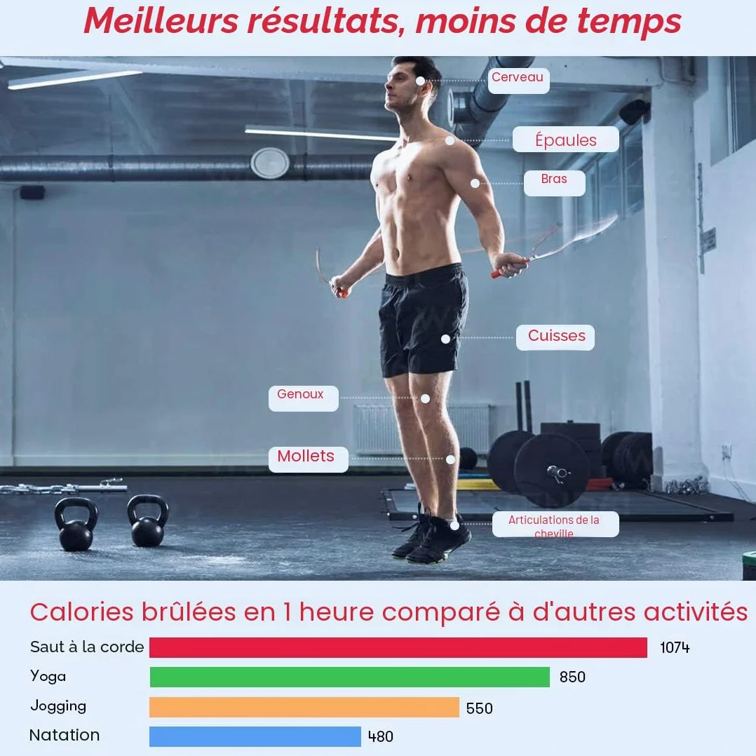 Te-Rich Corde à Sauter Sport Sans Fil avec Compteur, 3M Réglable Roulements à Billes Acier Poignées Antidérapantes