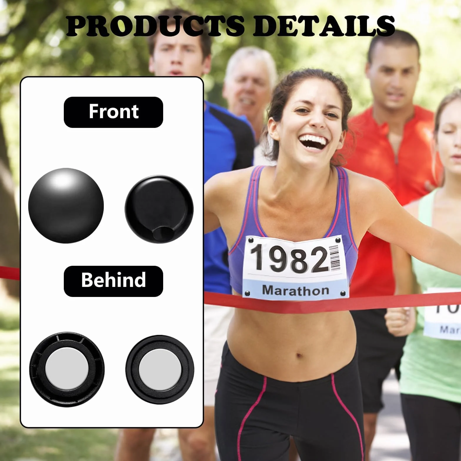 Lot de 12 clips pour dossard de course marathon, porte-numéro, aimants