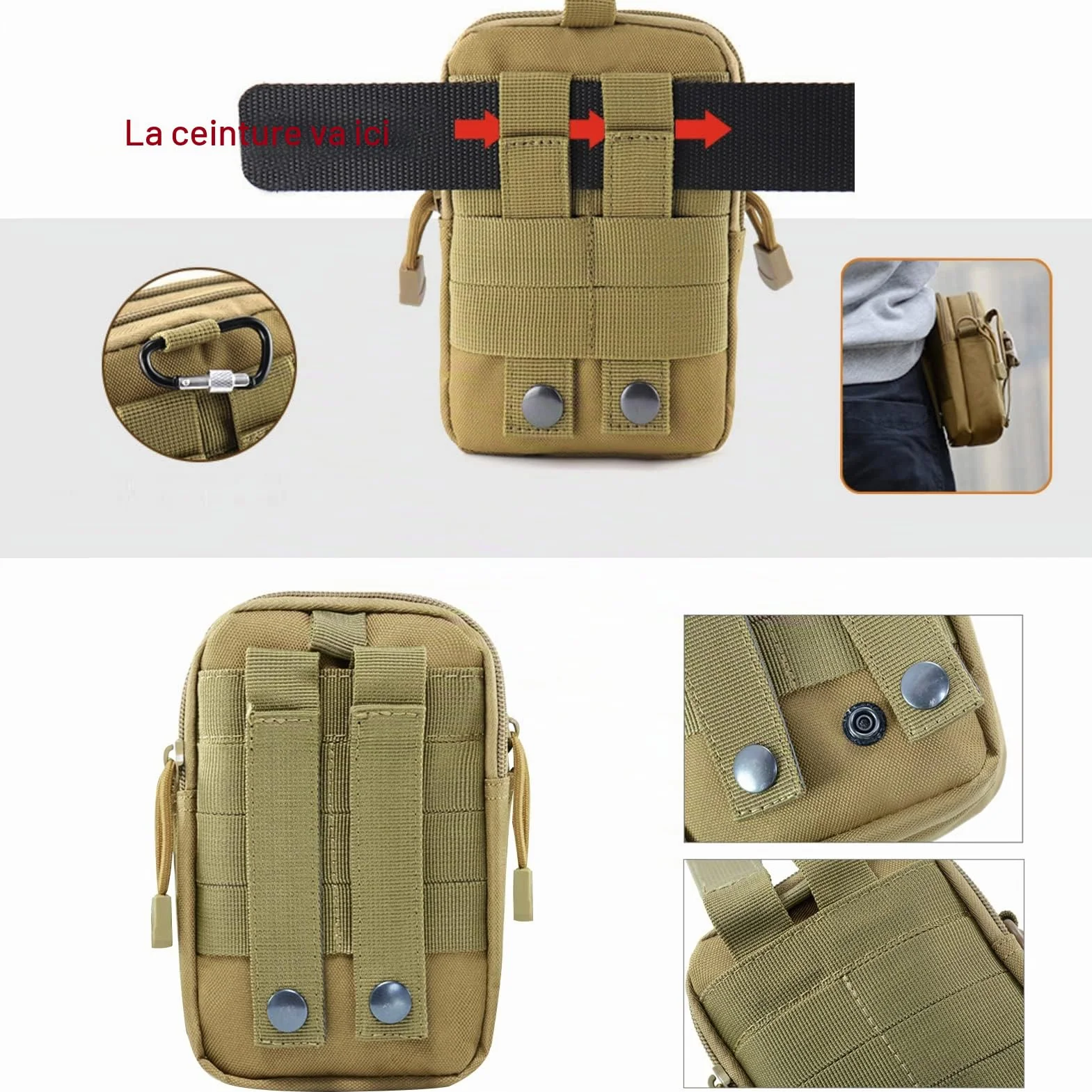 ZhaoCo Sac Tactique Ceinture Molle Nylon EDC pour Randonnée Voyage Sport Plein-air