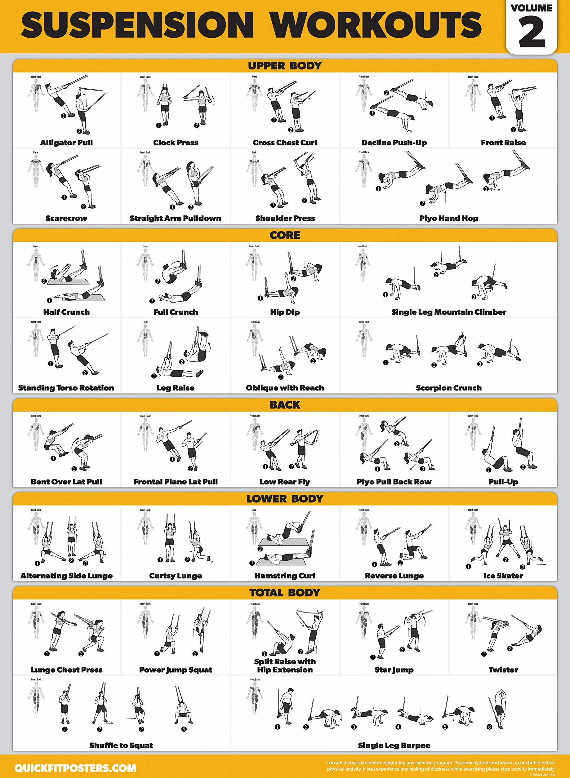 Palace Learning 3 affiches d'entraînement à suspension laminés 45,7 x 61 cm