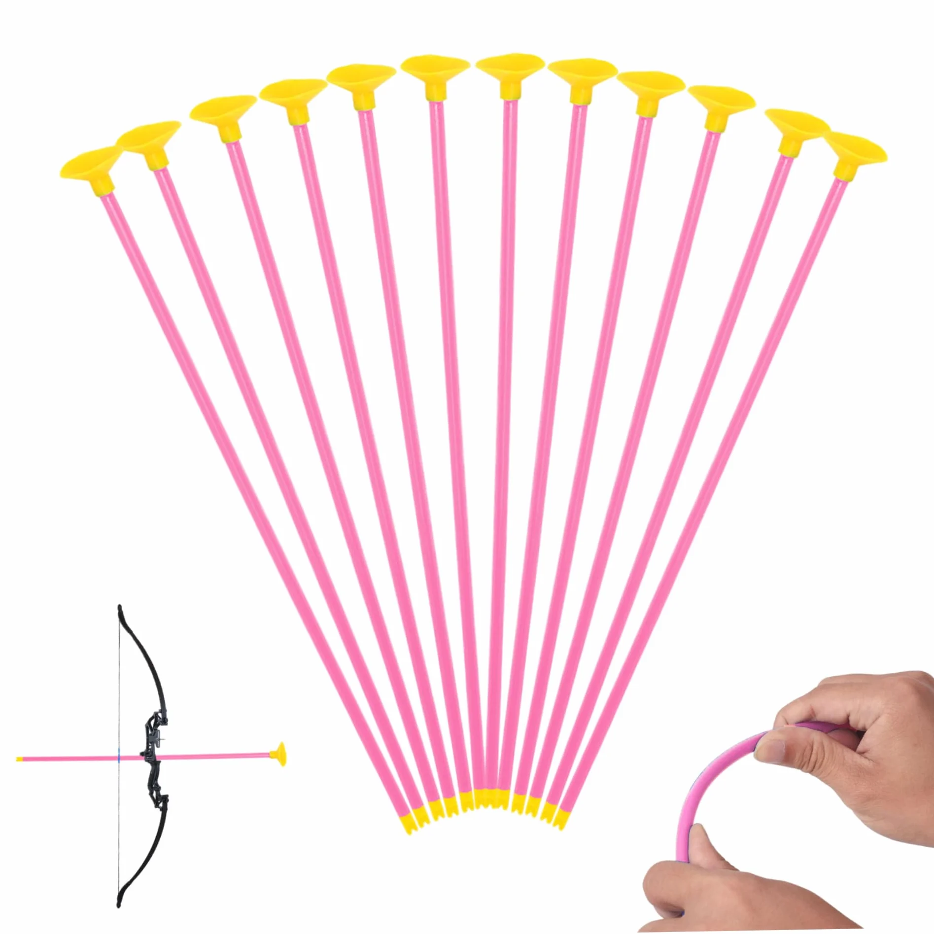 Flèches à Ventouse 42 cm Lot de 12 pour Enfants, Accessoires Tir à l'Arc Réutilisables