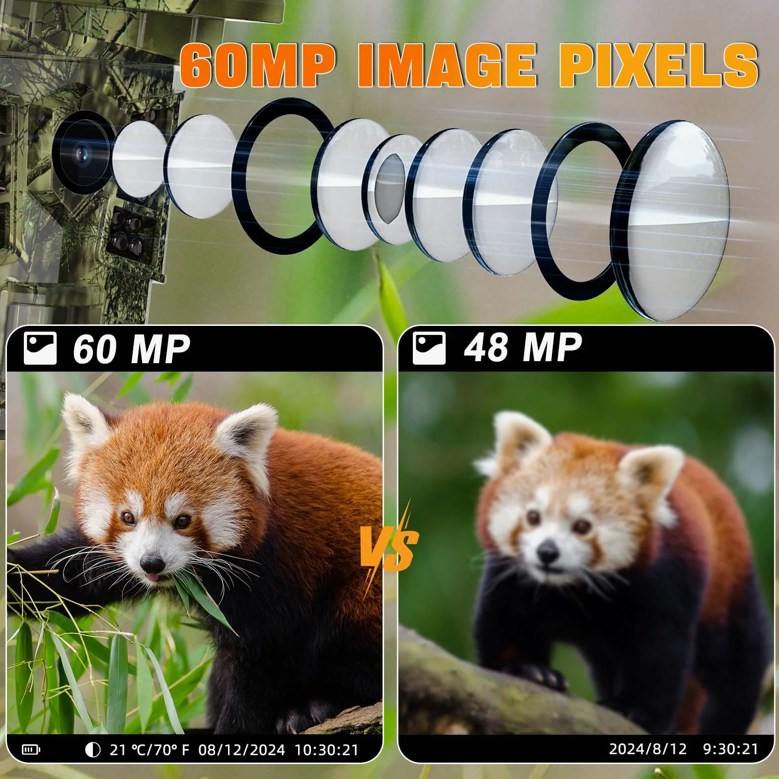 Coolifepro Caméra de Chasse Solaire, 60MP 4K WiFi Bluetooth Camera Chasse, Batterie Rechargeable Intégrée de 2600mAh, 25M Caméra Infrarouge, Grand Angle 100° avec Carte 32GB