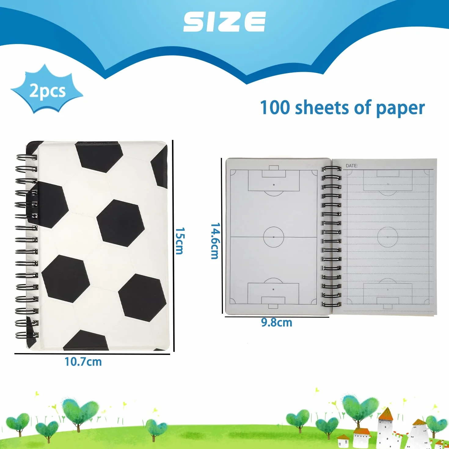 Carnet De Football 2 Pièces A6 100 Pages,Carnet De Notes Football Garçons, Carnet De Coach Football,Cadeau De Football Pour Garçons Fans De Football,Double Face Football Jour De Match Cahier Tactique