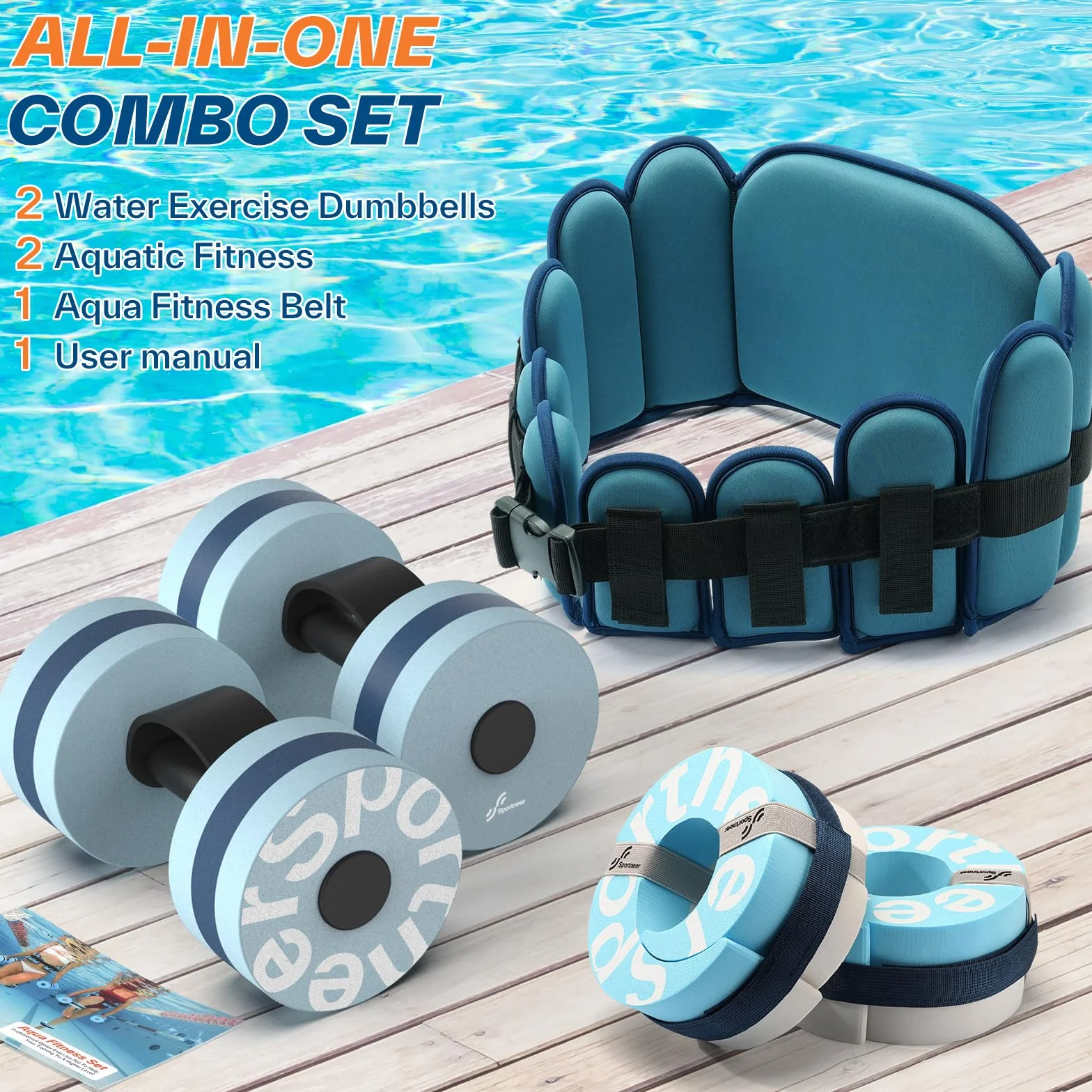 Sportneer Kit d'accessoires d'aquafitness 3 en 1 pour adultes et appareils de sports nautiques 2
