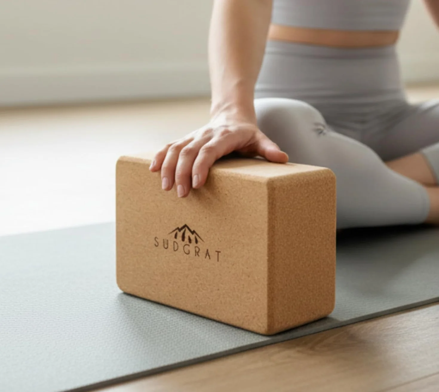 Bloc de Yoga Südgrat en Liège 100% Naturel 22,5x14,5x7cm Beige