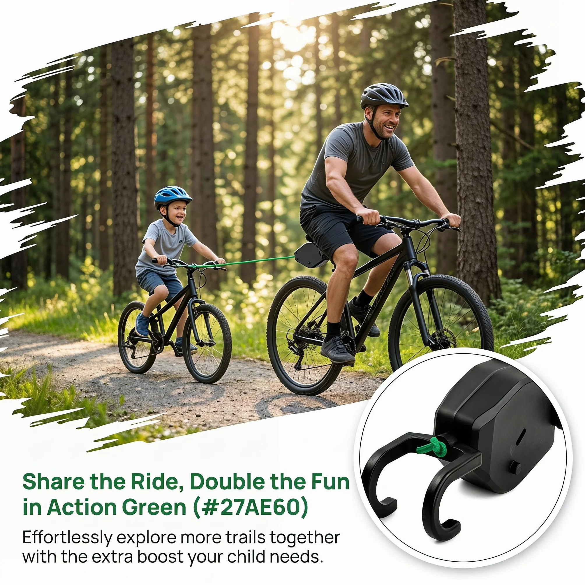 Corde de Remorquage Vélo Barre Traction Enfant Nylon Élastique 90 kg Rétractable 2.5 M Accessoire Cyclisme
