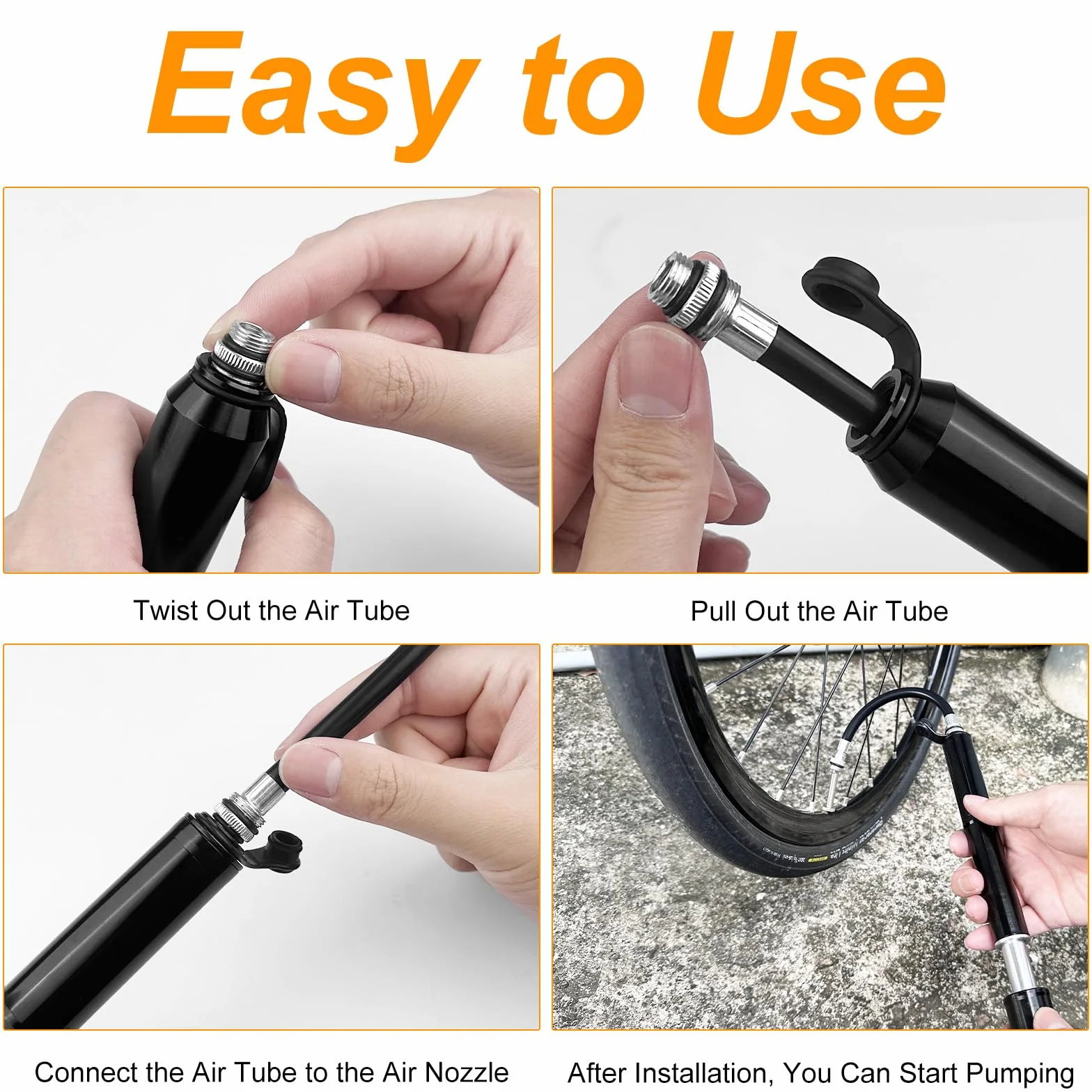 Mini Pompe à Vélo 120 PSI, Compatible Presta et Schrader, Support Fixation, pour Vélo Route VTT