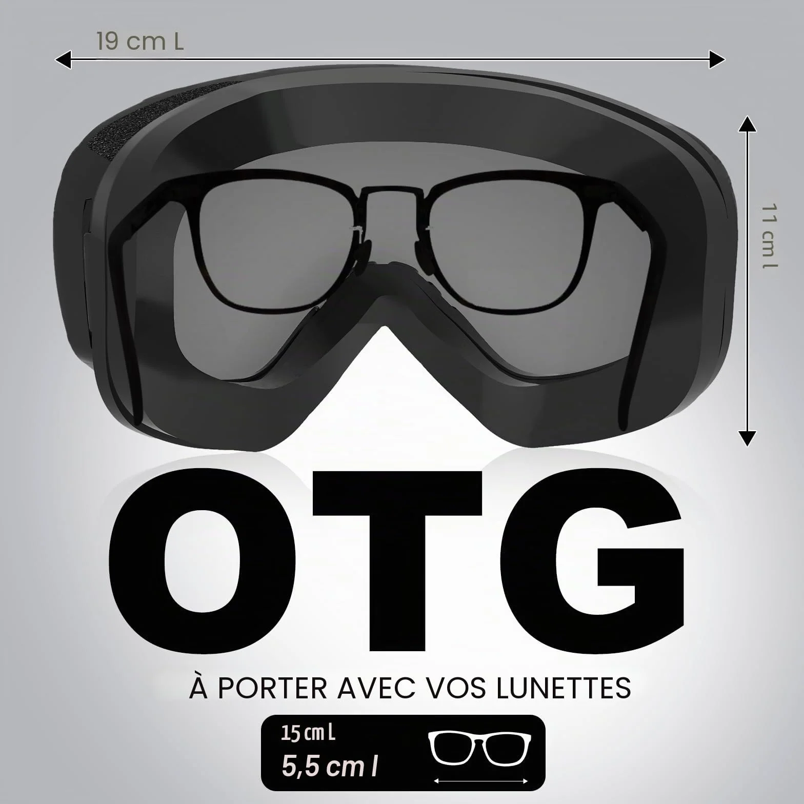 Masque de ski anti-buée avec étui à lunettes pour hommes femmes adolescents