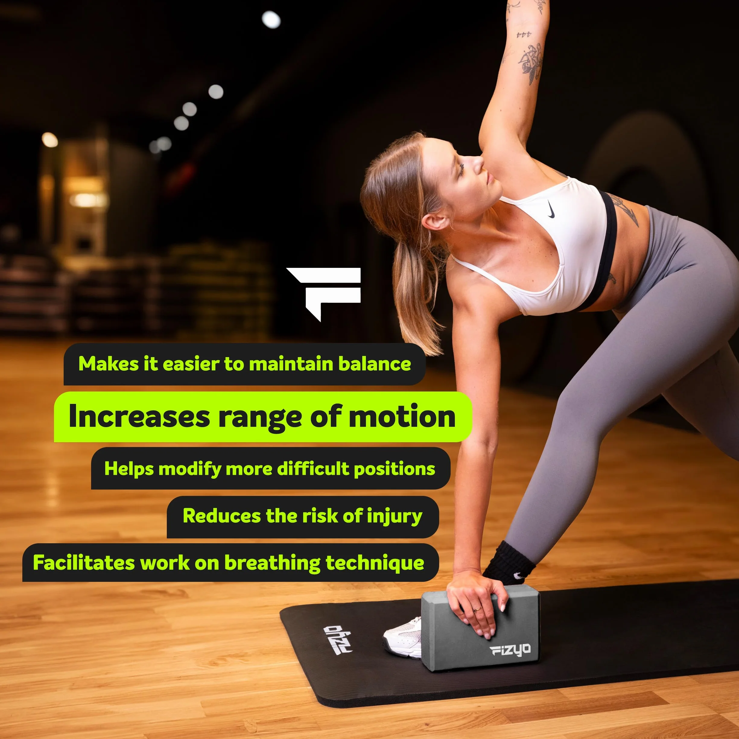 Bloc de yoga antidérapant en mousse EVA pour fitness Pilates 23x7x15 cm
