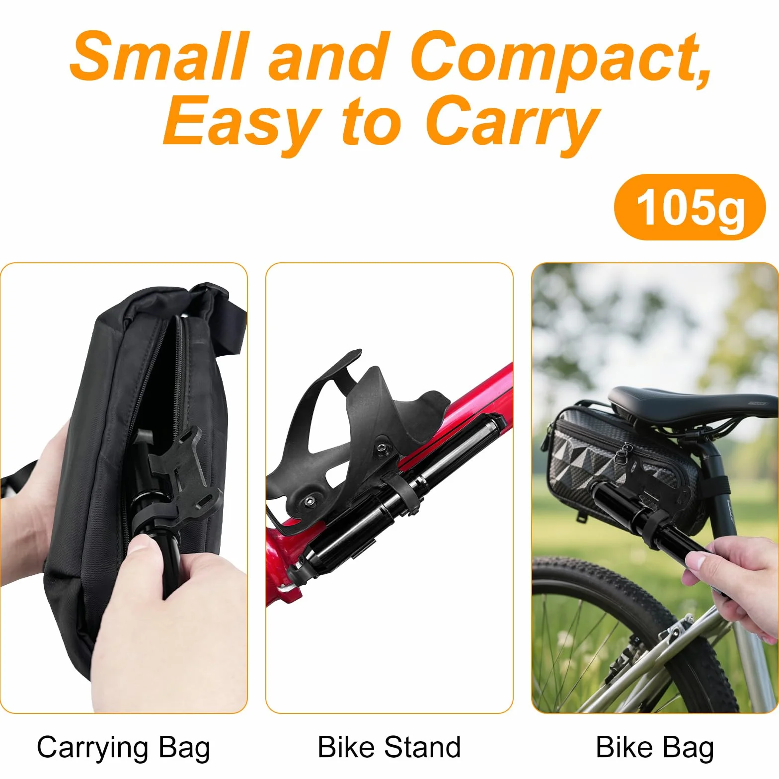 Mini Pompe à Vélo 120 PSI, Compatible Presta et Schrader, Support Fixation, pour Vélo Route VTT