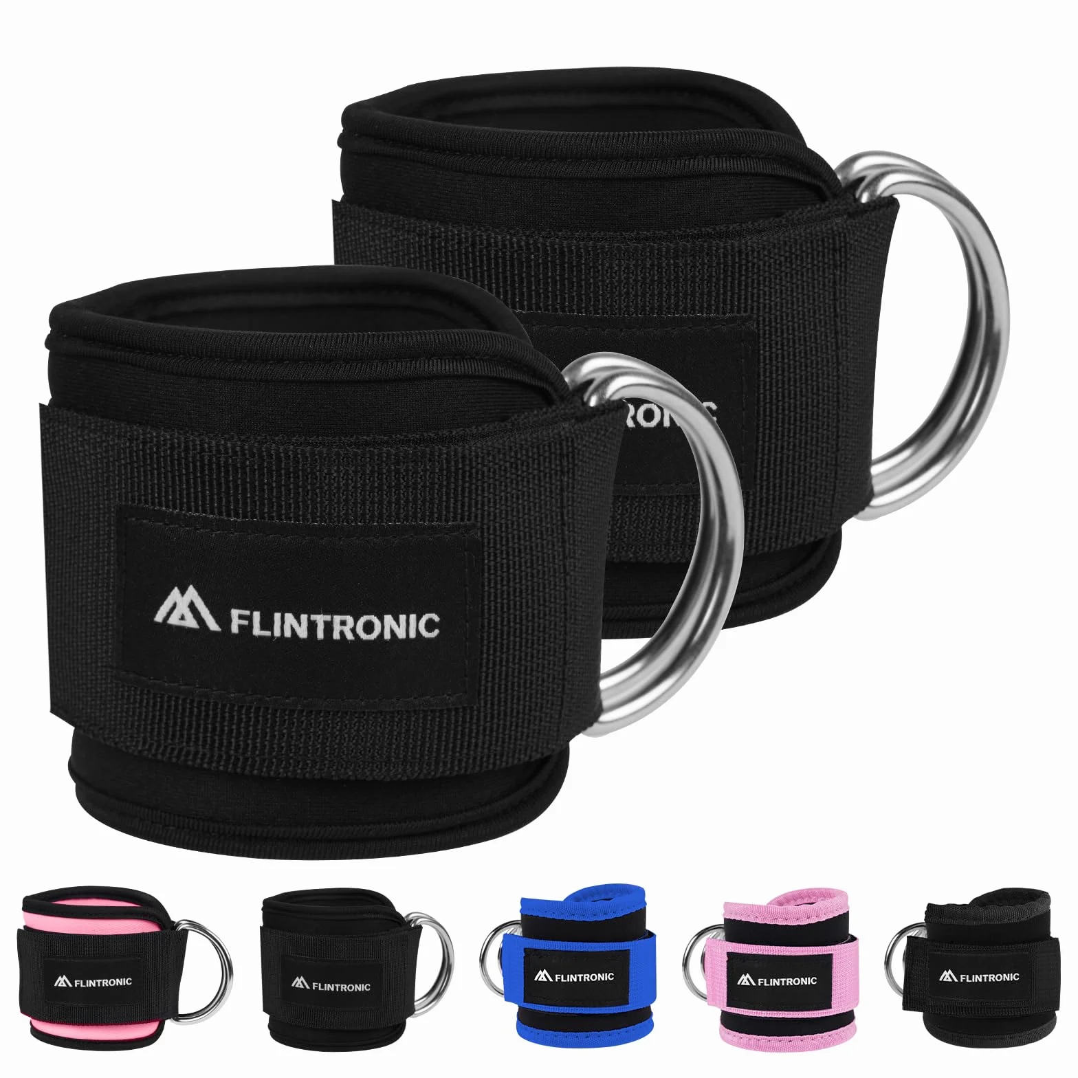 flintronic Sangle Cheville Musculation Poulie, Sangle de Cheville Réglable Gymnastique, Sangles Musculation avec Double Anneau D