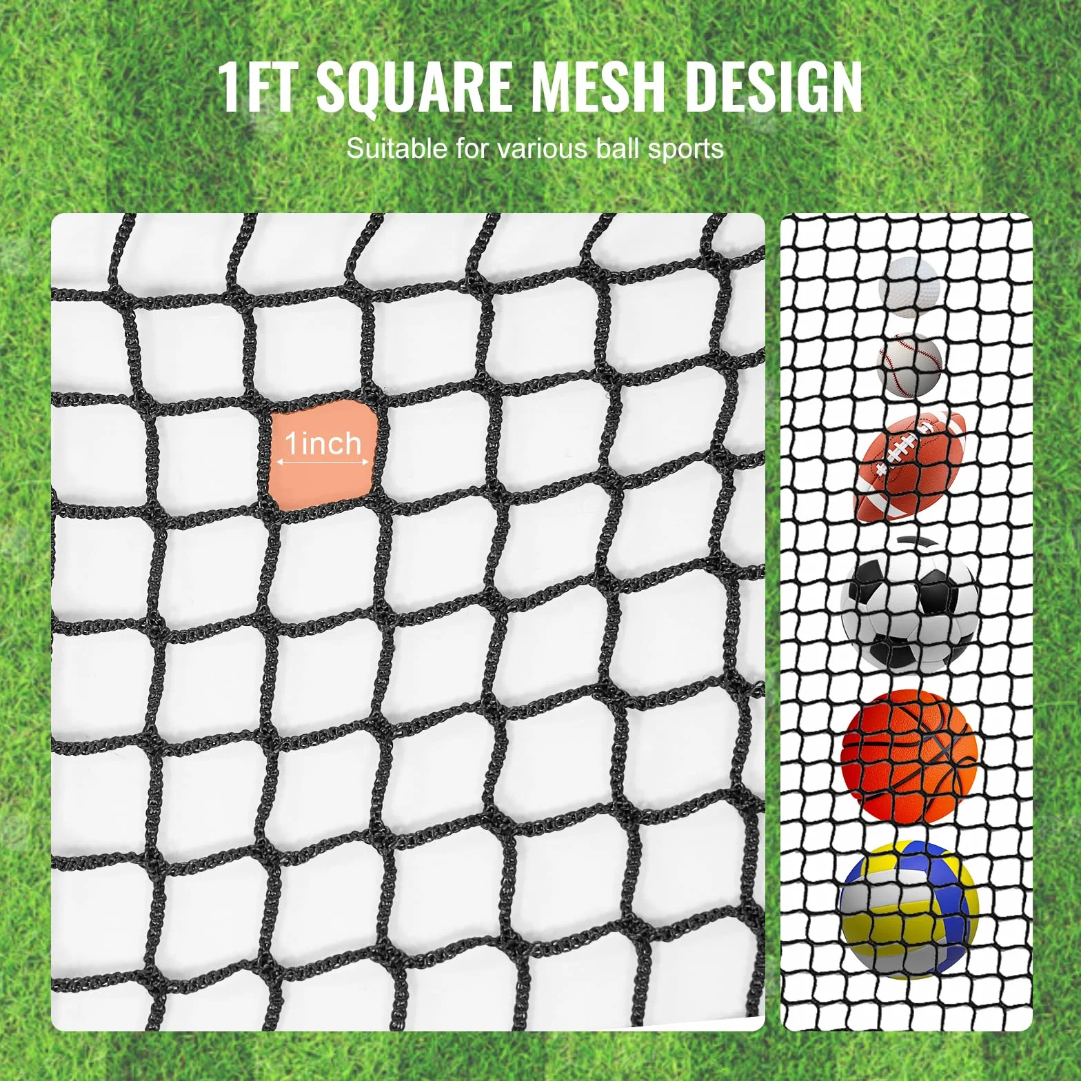 VEVOR Filet d'Entraînement au Golf 310x310 cm, Filet de Frappe en Nylon Robuste