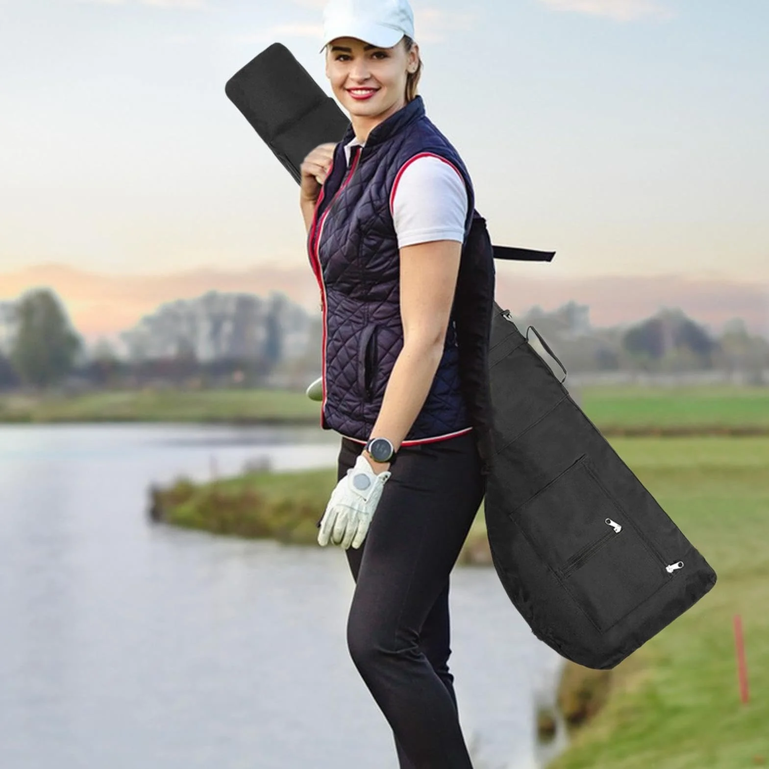 Sac de Golf de Voyage Pliable pour 8-10 Clubs Transport Résistant à l'usure