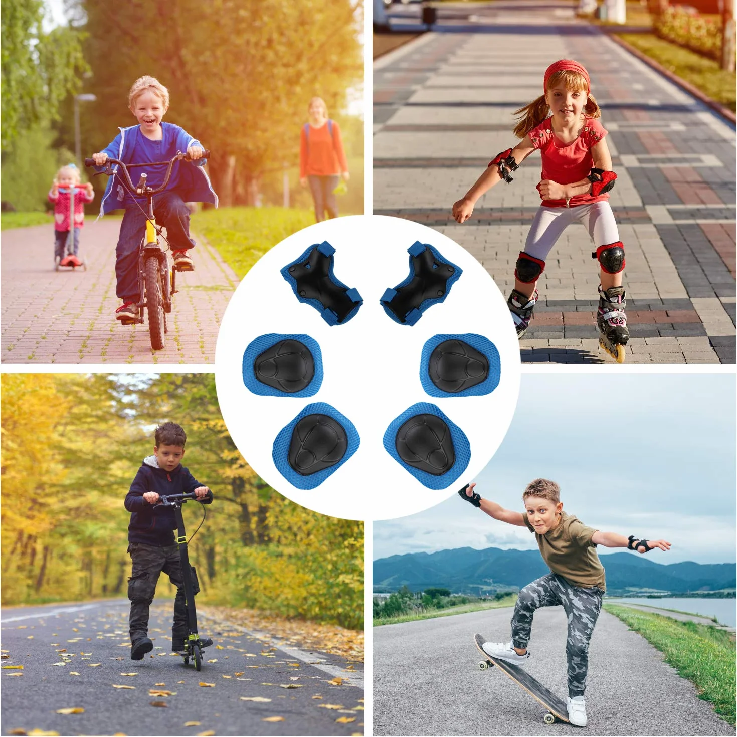 Sport Protection Enfant 6 Pcs Protège-Poignet Coudière Genouillère
