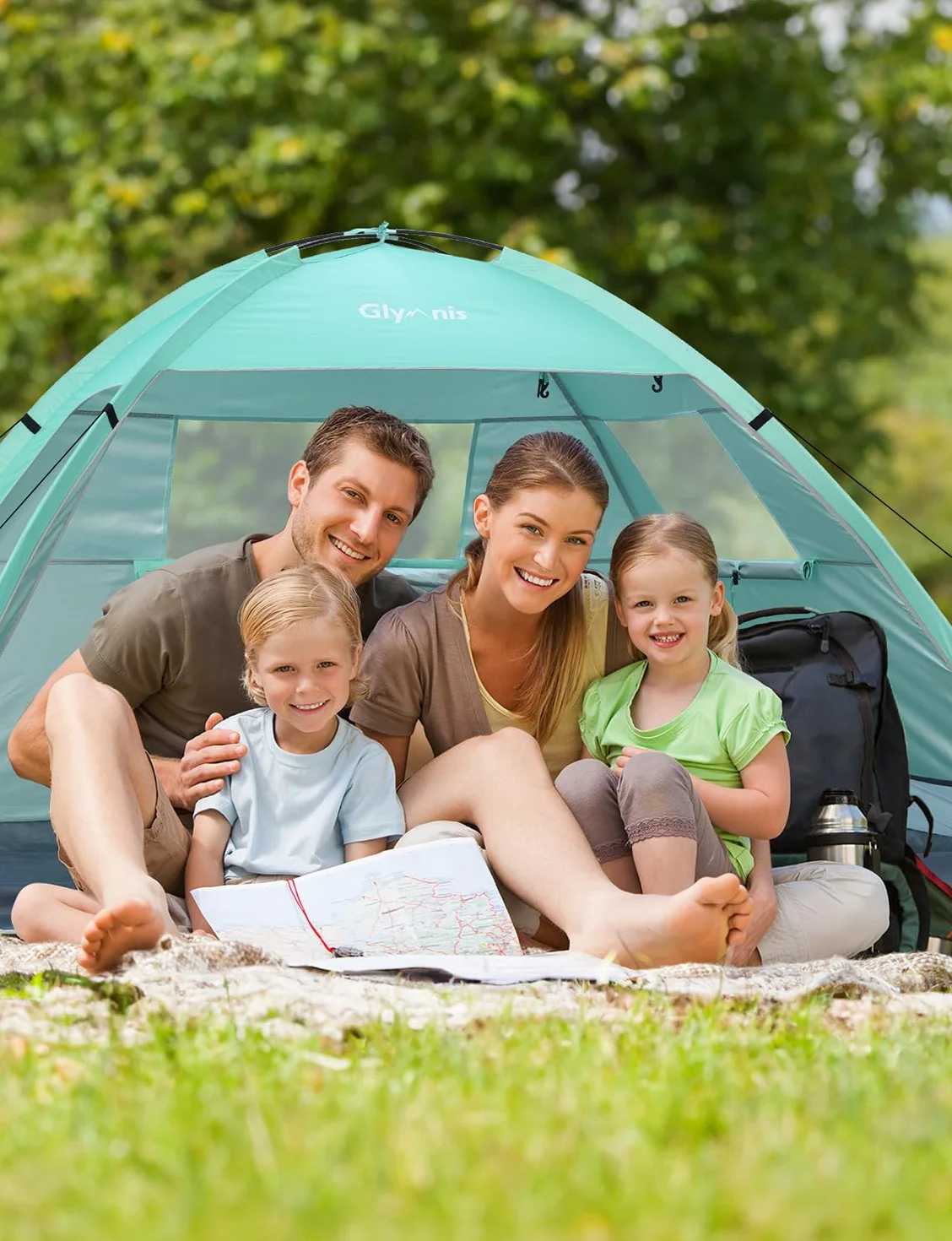 Glymnis Tente de plage, abri de plage pour 2-3 personnes, tente de plage avec double porte zippée, fenêtres ventilées, protection UPF 50+, pour plage, parc, pêche