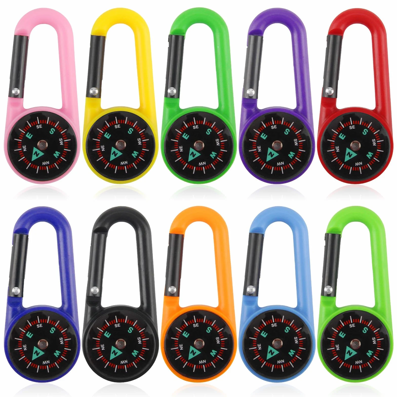 Brújula Senderismo Niños Portátil con Mosquetón Multicolor 20 Piezas