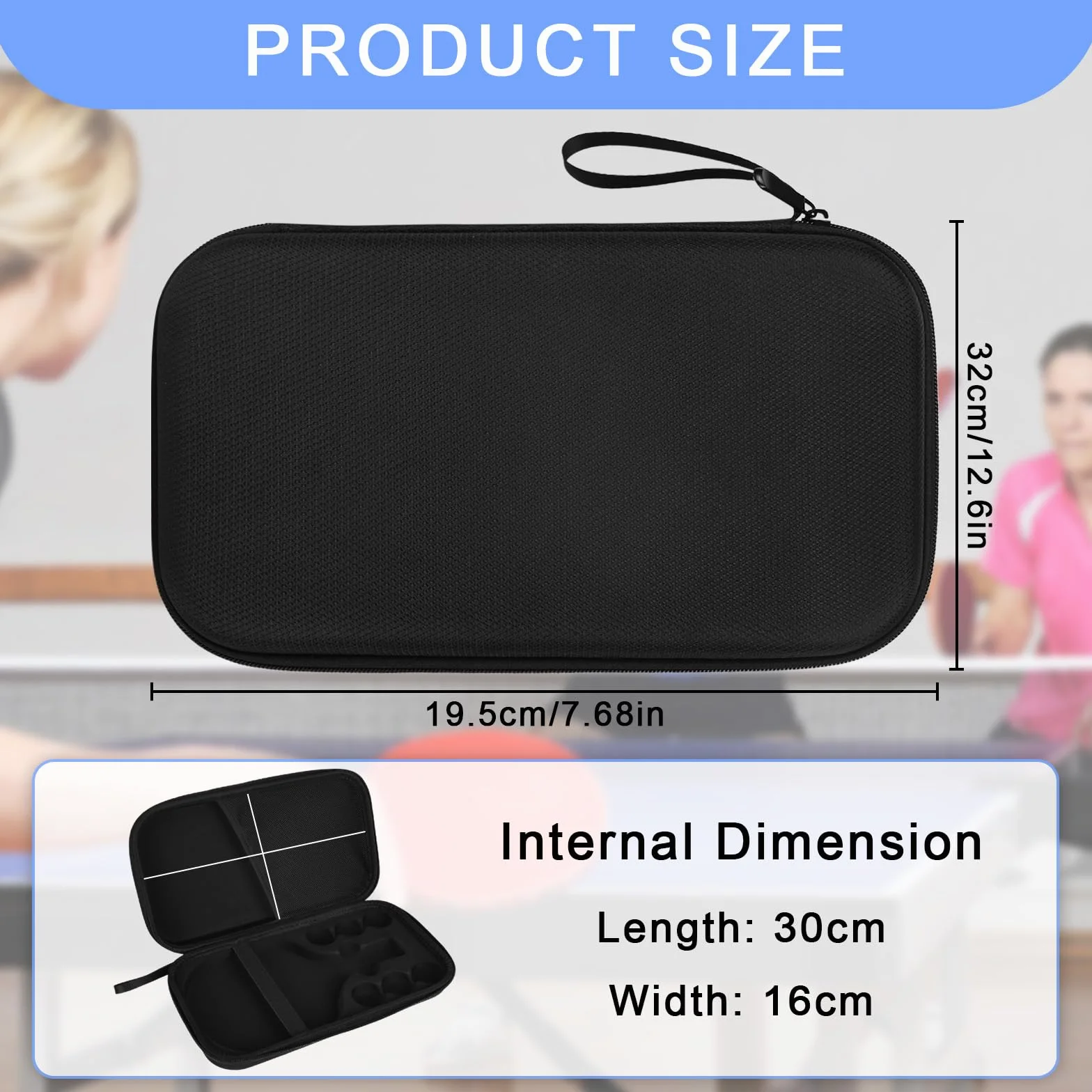 Housse Raquette Ping Pong, Pochette avec Rangement Balles pour 1 Pagaie et 6 Balles