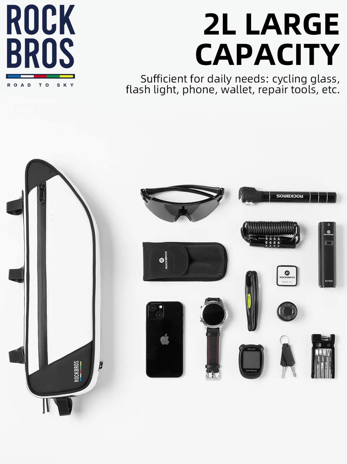 ROCKBROS Sacoche de cadre de vélo étanche pour vélo - Série Road to Sky
