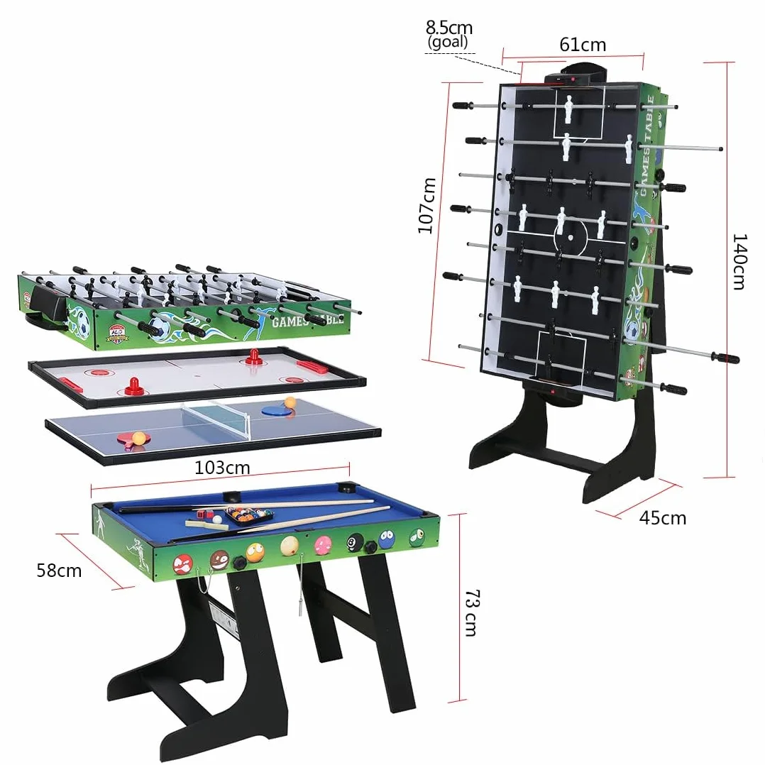 HLC Table Multijeux 4 en 1, Baby Foot Pliable, Multifonction Sport Babyfoot/Billard/Tennis de Table/Hockey, Convient Aux Adultes Et Aux Enfants Plaisir Familial.