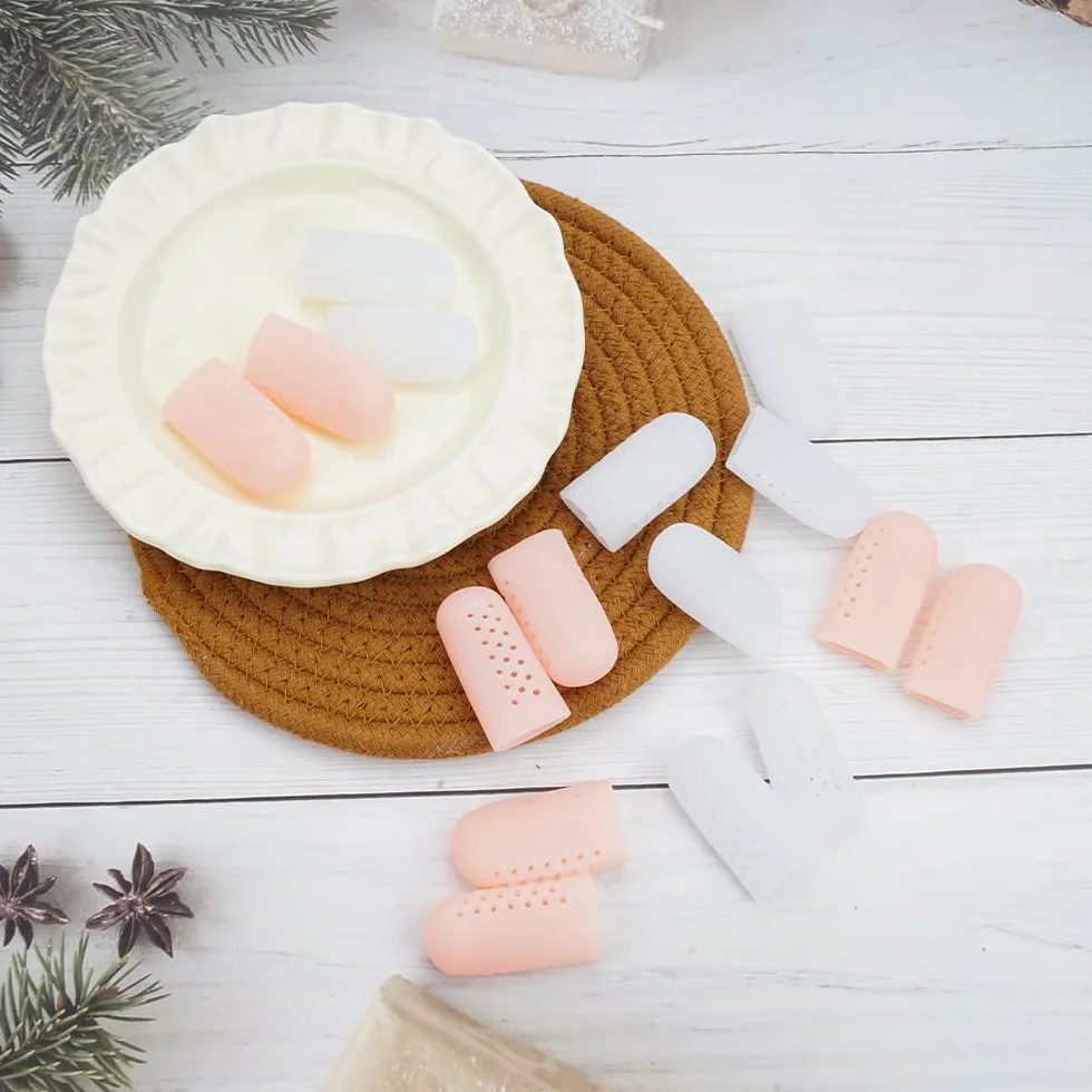 Rairsky 16 Pièces Protege Doigt Respirants en Gel Silicone, Doigtier Silicone pour Doigt, Protège Doigts en Gel avec Trous D'aération, Protege Doigts pour L'eczéma, L'arthrite et les Mains Crevassées