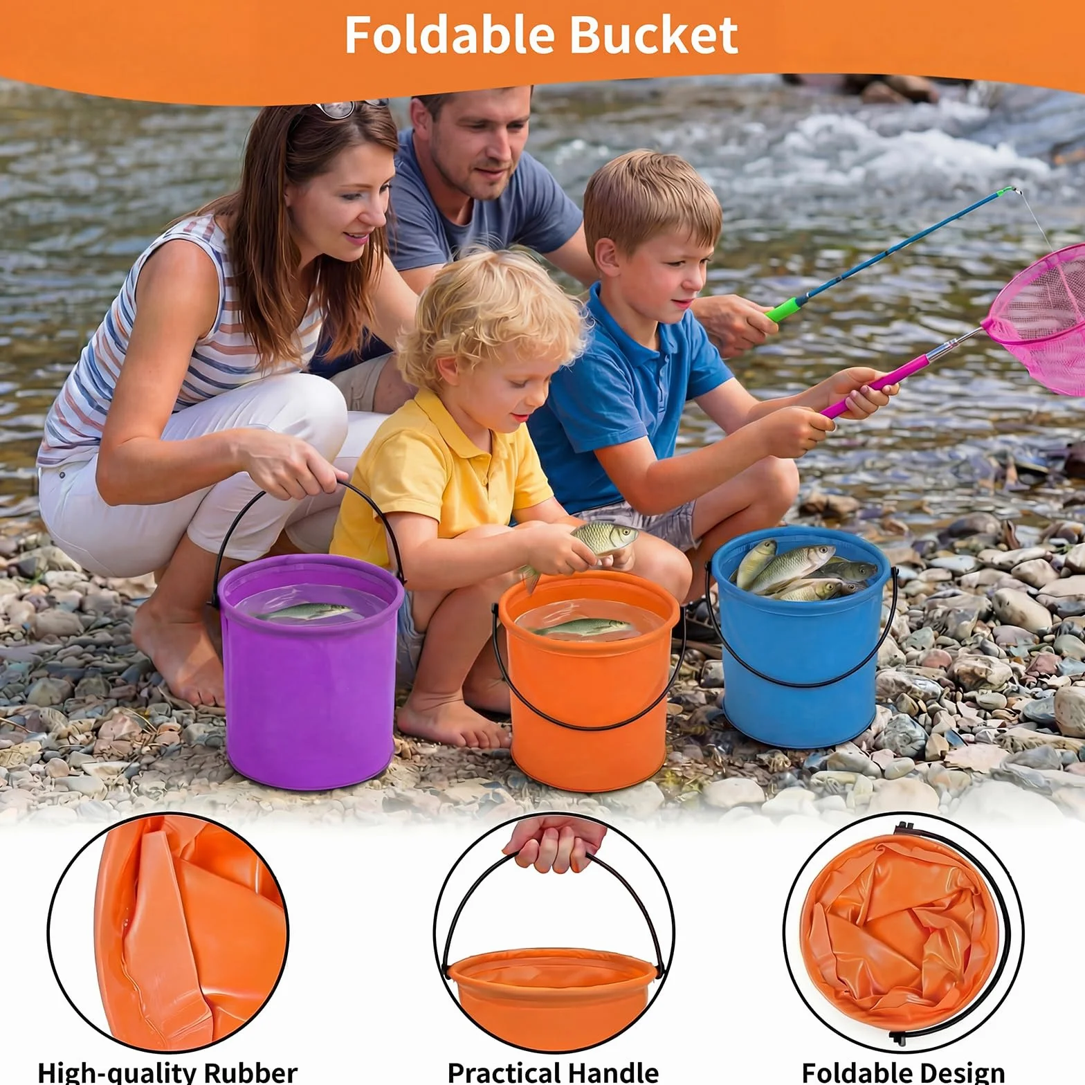 Lot de 6 Filet à Papillon Télescopiques Filets de Pêche Extensible de 37 à 85 cm Épuisettes Télescopiques avec 3 Seaux Pliables Filet de Papillo pour attraper de petits insectes et poissons