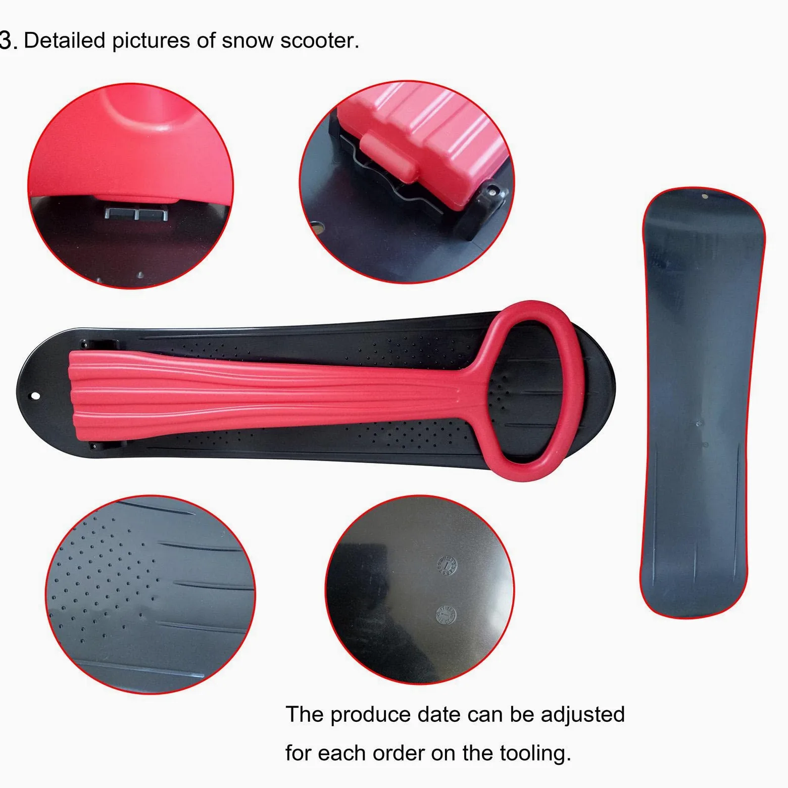 Luge Neige Enfant Traîneau Sled Toboggan Pliable Hiver en PETG avec Poignées Grip Adapté Aux Jeux Extérieurs Moments Famille Cadeau