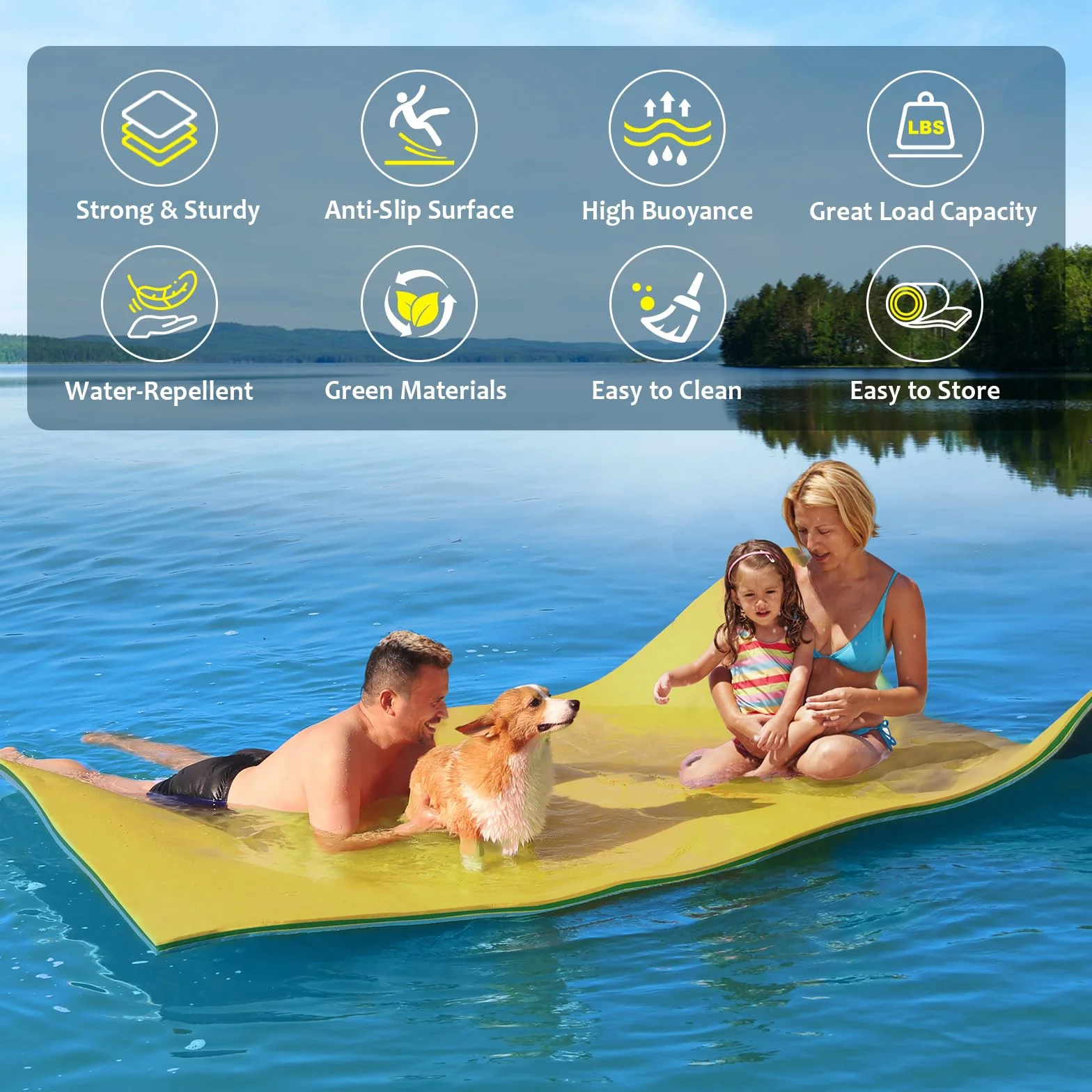 Tapis Flottant Piscine Mousse XPE 240x120cm 275x120cm 305x120cm 365x120cm Capacité Portante 313KG