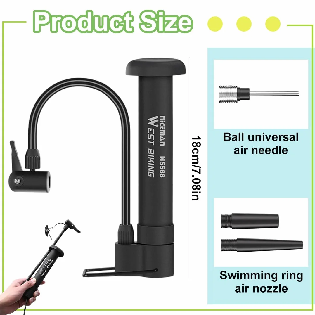 Pompe à Pied Portable pour Vélo Haute Pression pour Tous Vélos, Course, E-Bike, VTT