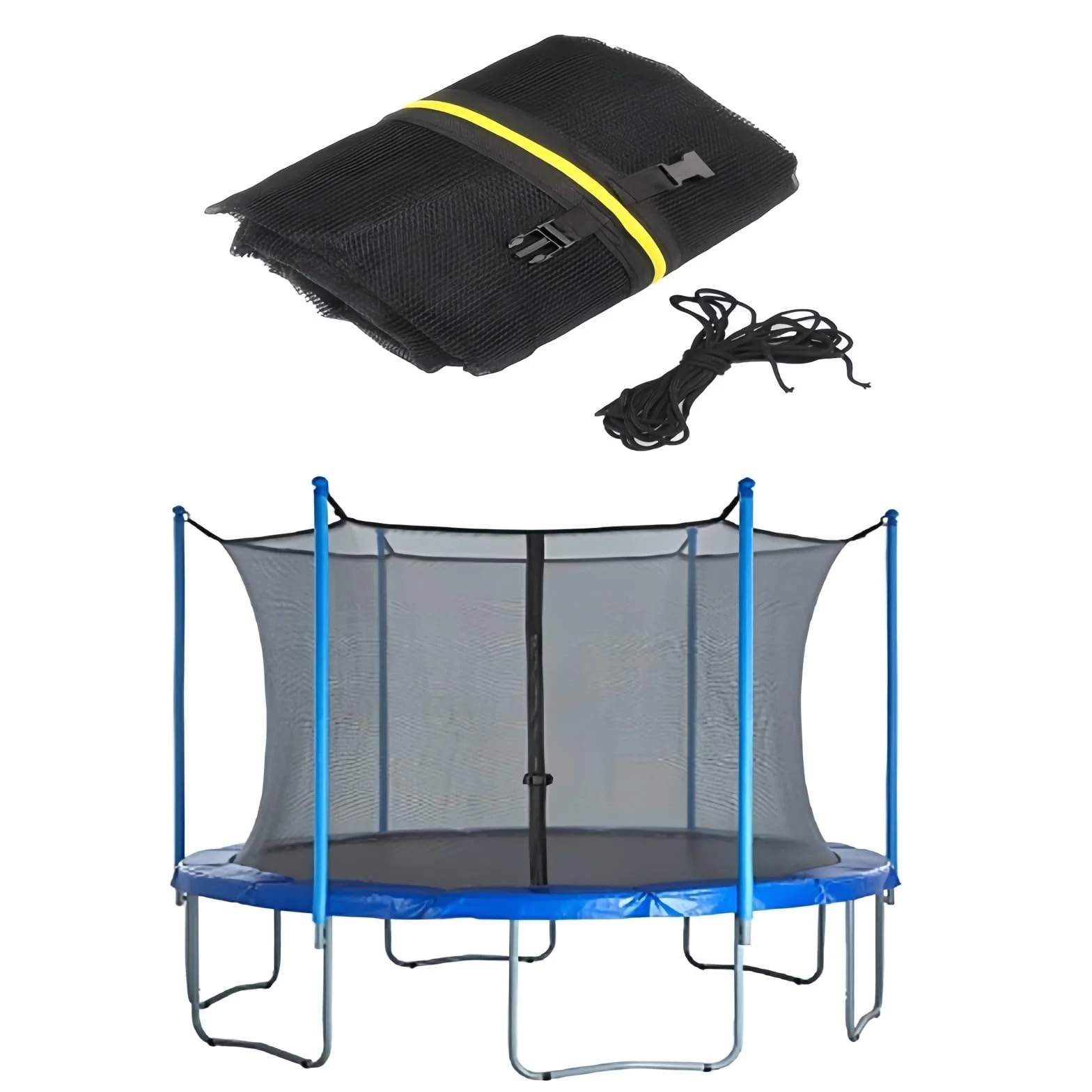 Filet de sécurité pour trampoline 244 306 366 427 cm, filet de rechange pour poteaux 6/8, noir