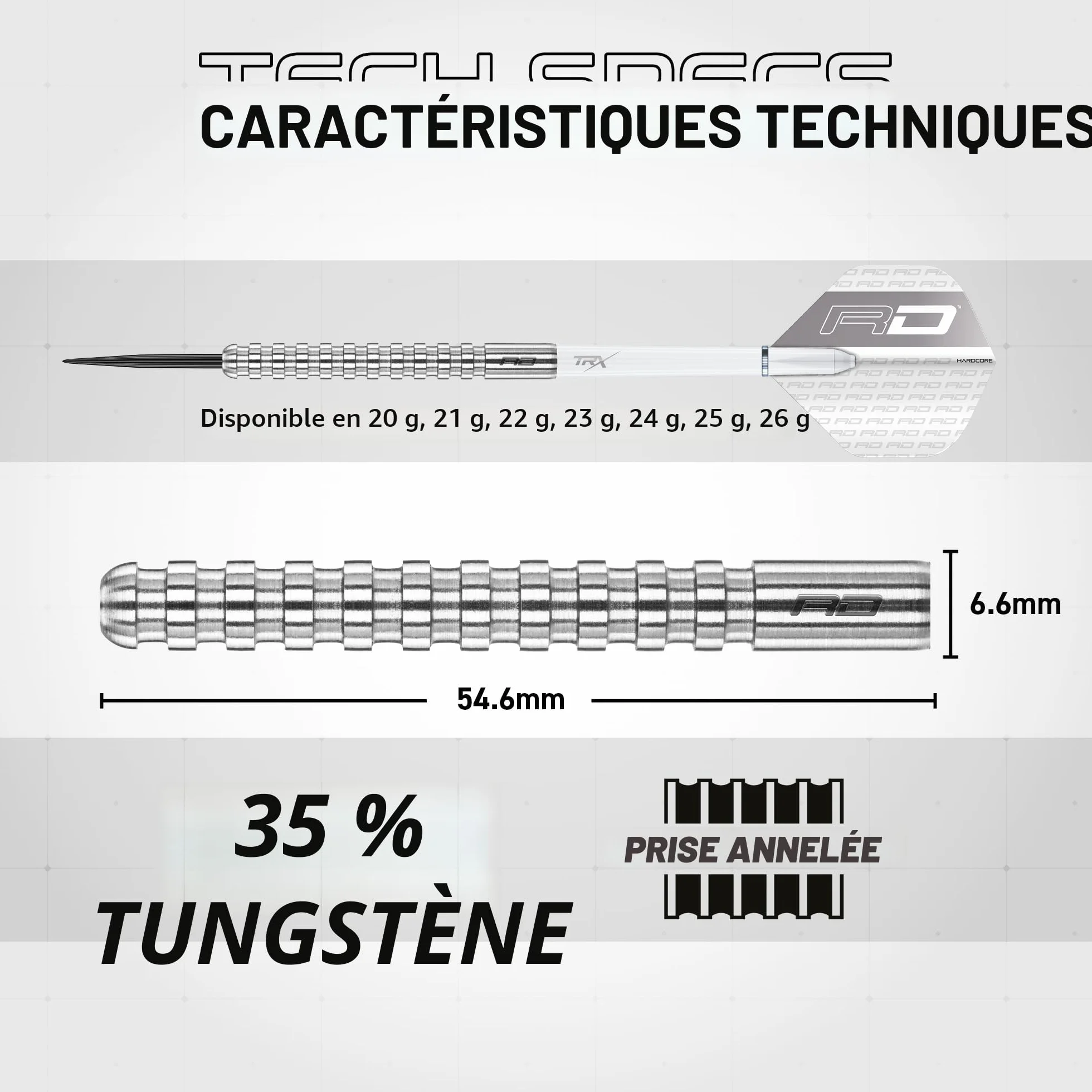 Red Dragon Javelin Darts Jeu de fléchettes en tungstène 85% Professionnel 20-26 g